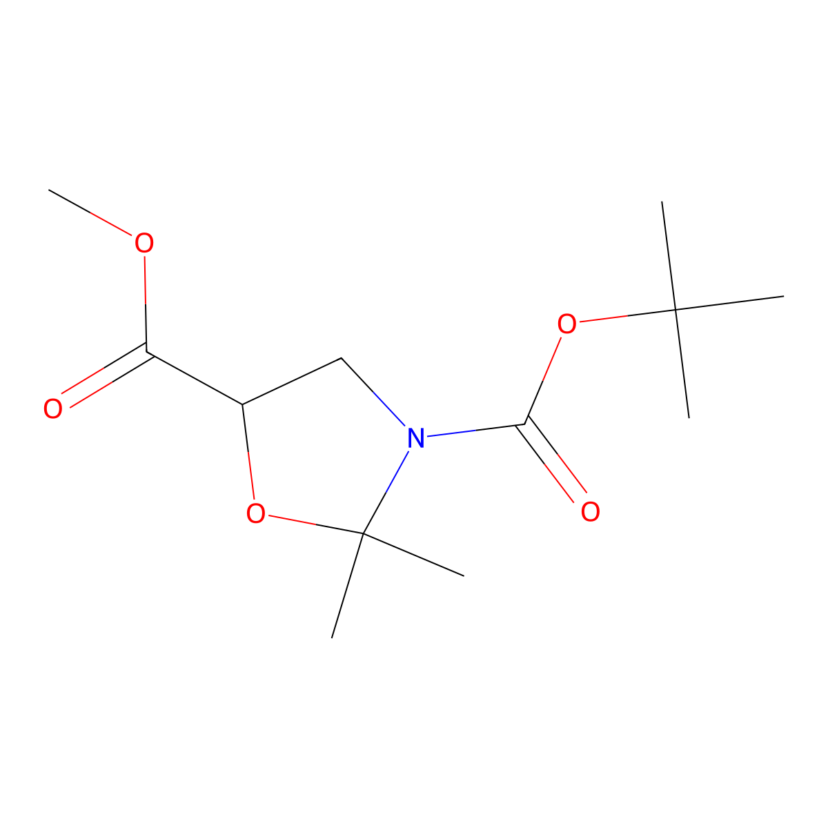 3-Tert-butyl 5-methyl 2,2-dimethyl-1,3-oxazolidine-3,5-dicarboxylate molecular structure, CAS 1569089-78-6