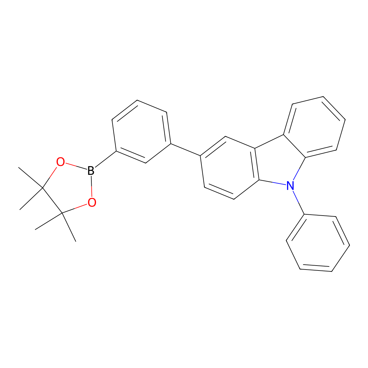 9-Phenyl-3-(3-(4,4,5,5-tetramethyl-1,3,2-dioxaborolan-2-yl)phenyl)-9H-carbazole molecular structure, CAS 1569294-77-4