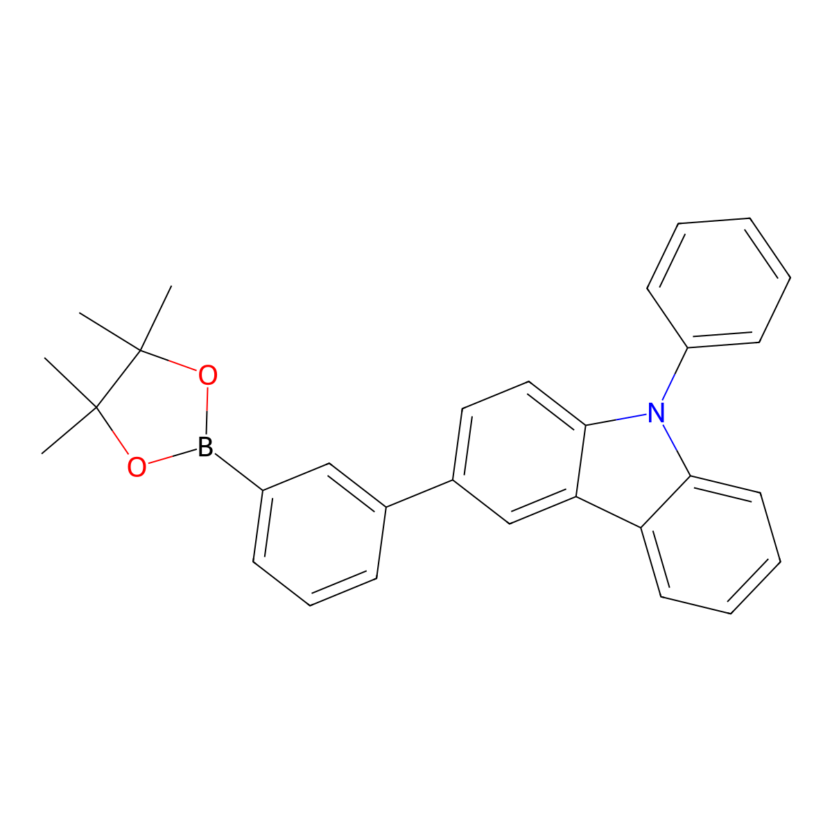 9-Phenyl-3-(3-(4,4,5,5-tetramethyl-1,3,2-dioxaborolan-2-yl)phenyl)-9H-carbazole molecular structure, CAS 1569294-77-4