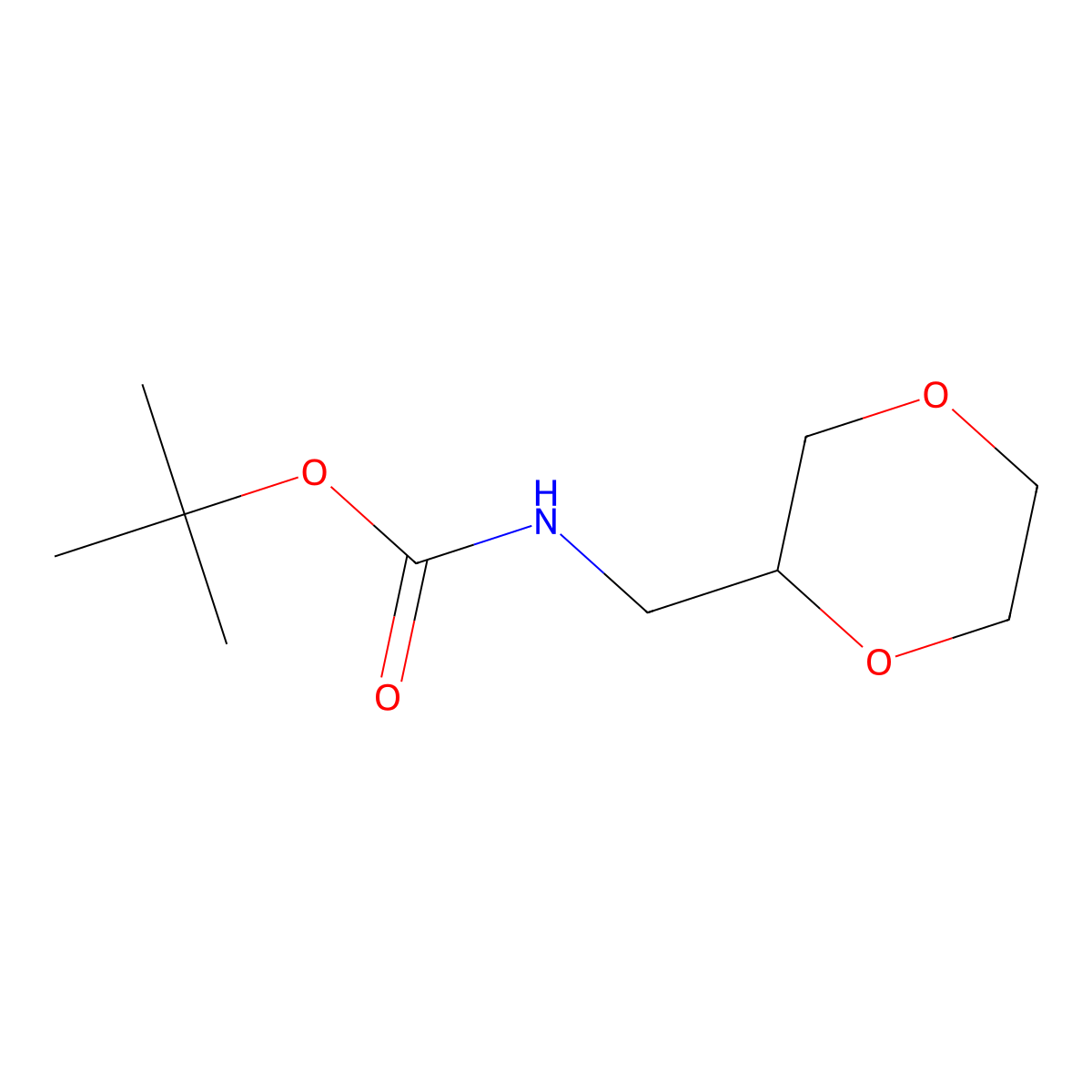 (S)-tert-butyl ((1,4-dioxan-2-yl)methyl)carbamate molecular structure, CAS 1569298-20-9