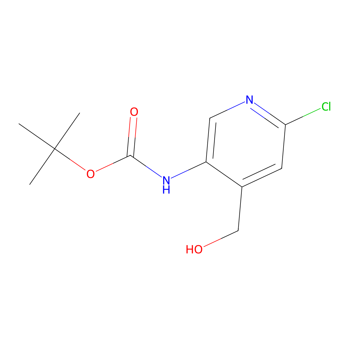 tert-butyl N-[6-chloro-4-(hydroxymethyl)pyridin-3-yl]carbamate molecular structure, CAS 1569308-59-3