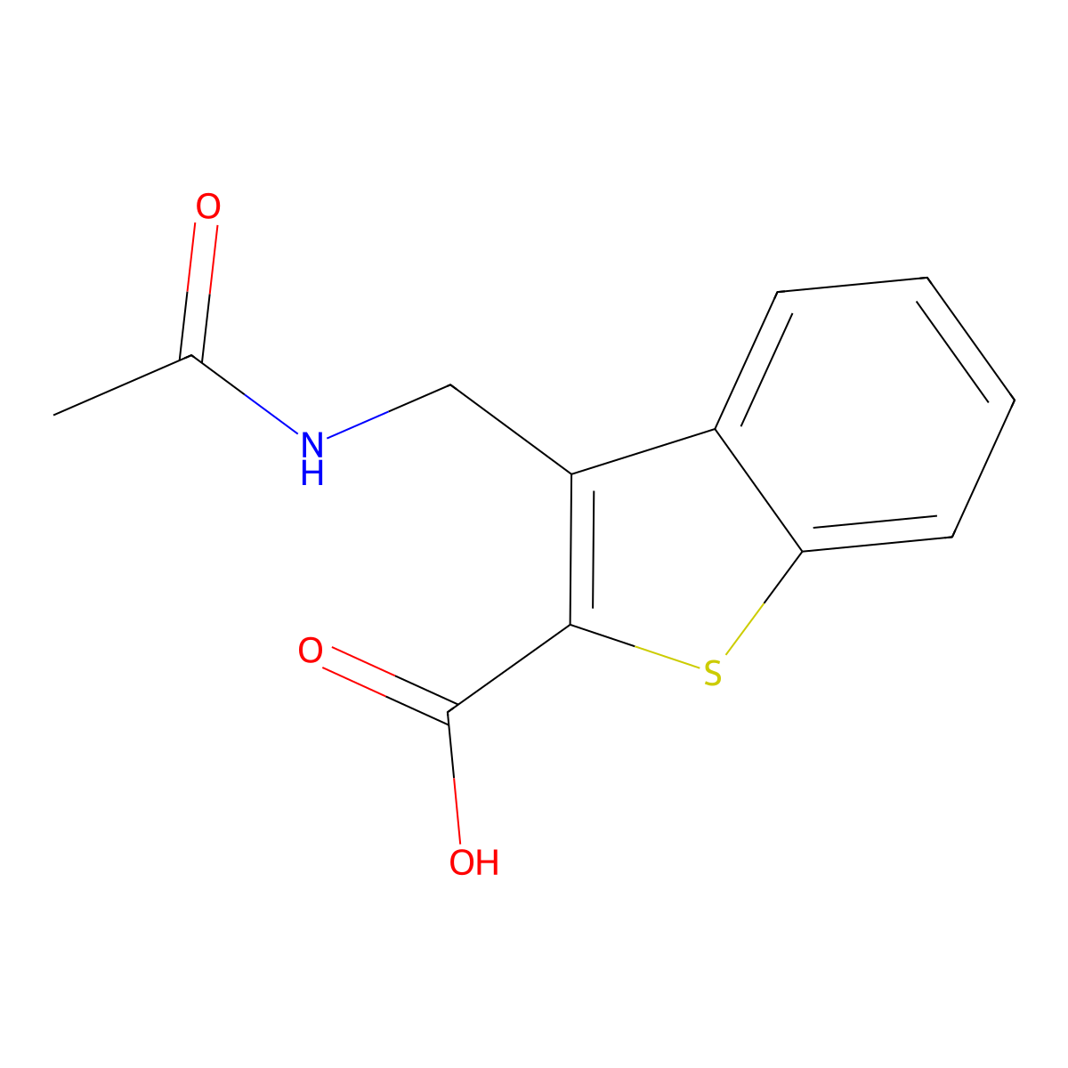 3-(Acetamidomethyl)-1-benzothiophene-2-carboxylic acid molecular structure, CAS 1569365-13-4