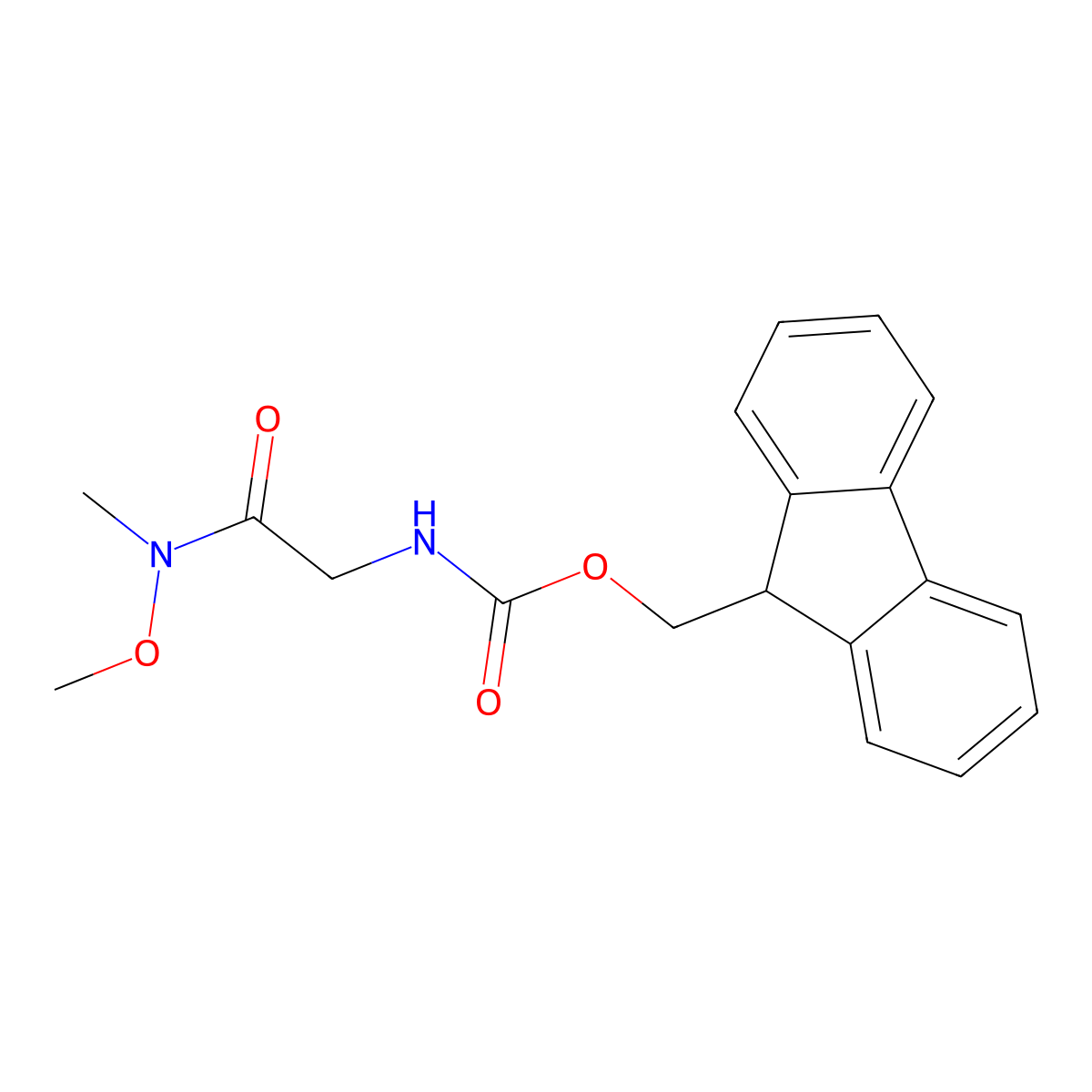 (9H-fluoren-9-yl)methyl (2-(methoxy(methyl)amino)-2-oxoethyl)carbamate molecular structure, CAS 156939-65-0