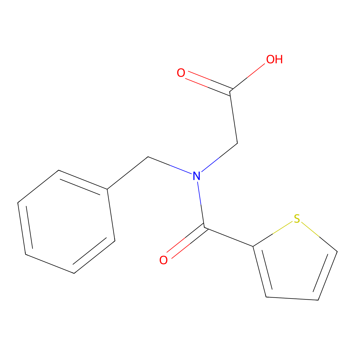 2-[N-benzyl-1-(thiophen-2-yl)formamido]acetic acid molecular structure, CAS 1569416-53-0