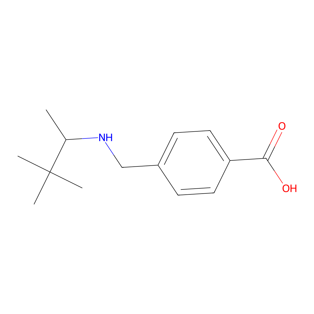 4-(((3,3-Dimethylbutan-2-yl)amino)methyl)benzoic acid molecular structure, CAS 1569537-18-3