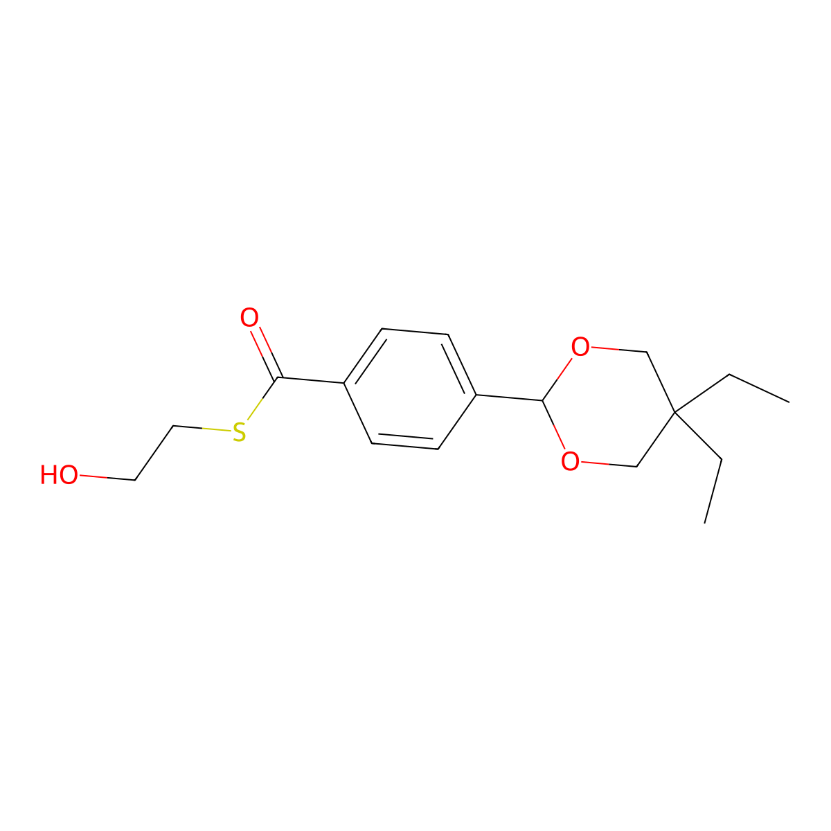 S-2-hydroxyethyl 4-(5,5-diethyl-1,3-dioxan-2-yl)benzothioate molecular structure, CAS 1569627-69-5