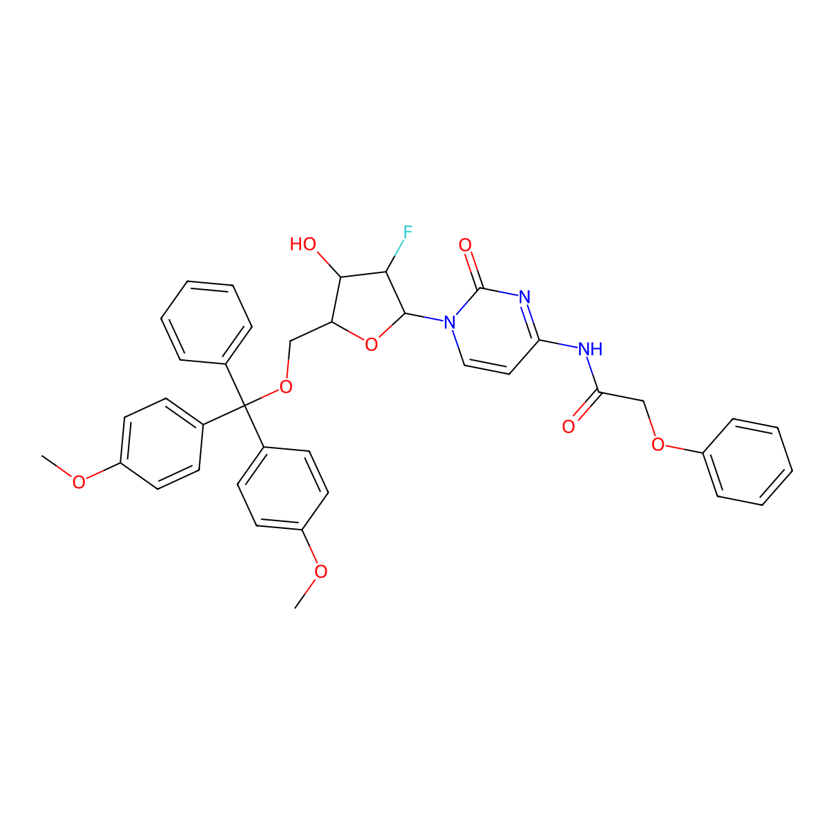 2'-Deoxy-5'-o-dmt-2'-fluoro-n4-phenoxyacetylcytidine molecular structure, CAS 1569628-14-3