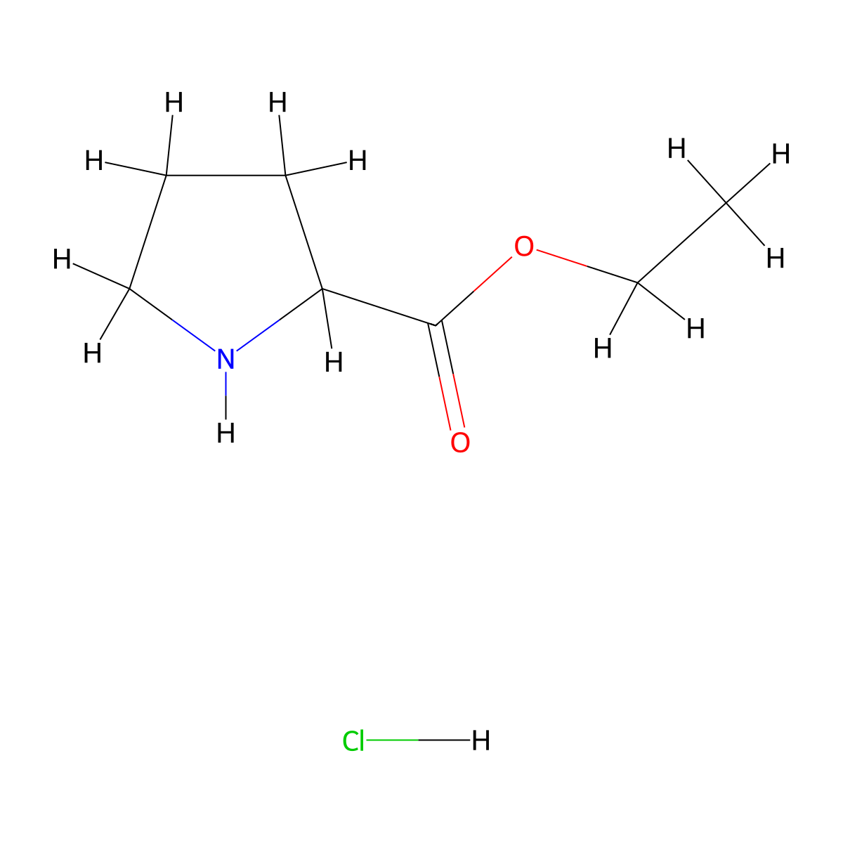Ethyl pyrrolidine-2-carboxylate hydrochloride molecular structure, CAS 1569642-87-0