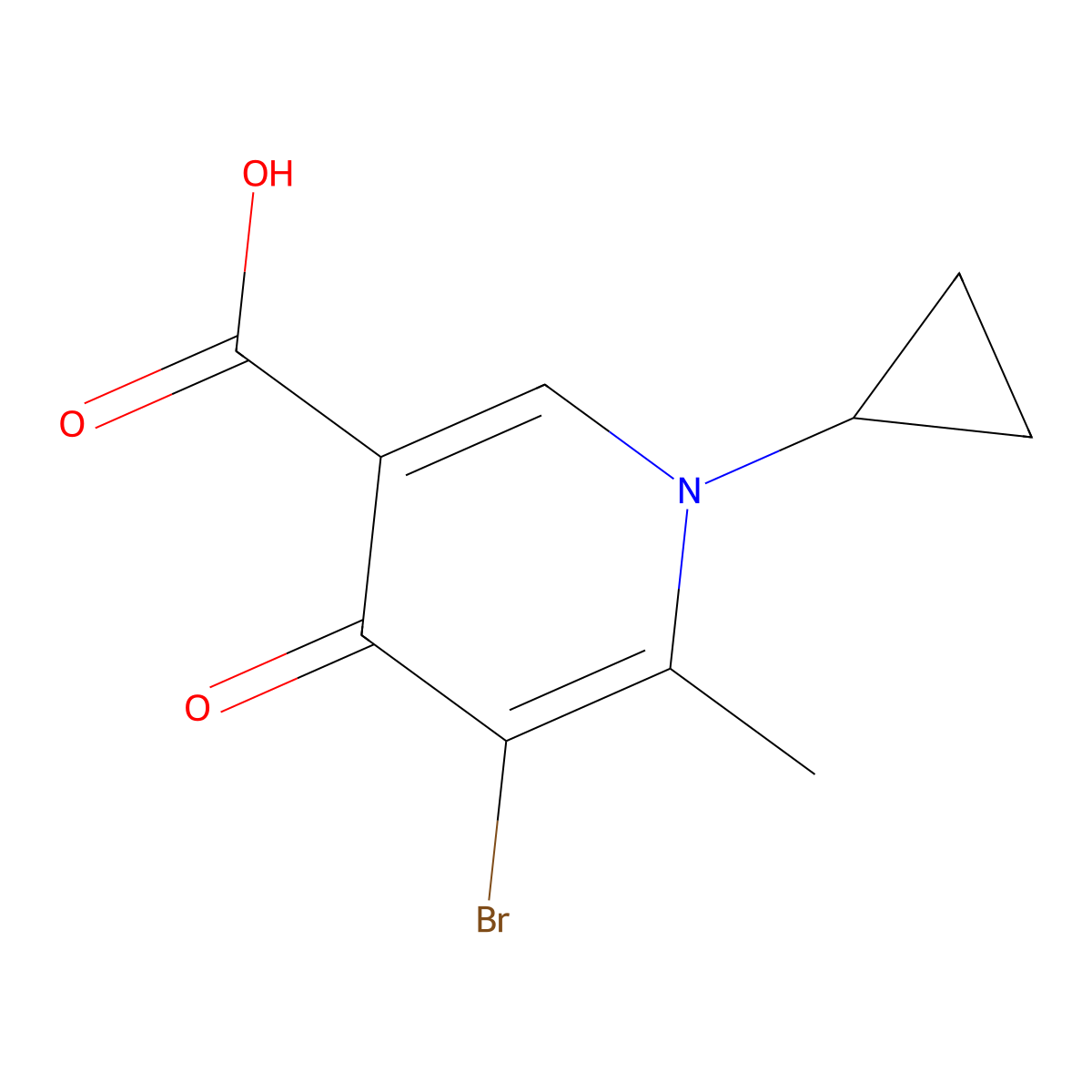5-Bromo-1-cyclopropyl-6-methyl-4-oxo-1,4-dihydropyridine-3-carboxylic acid molecular structure, CAS 1569649-93-9