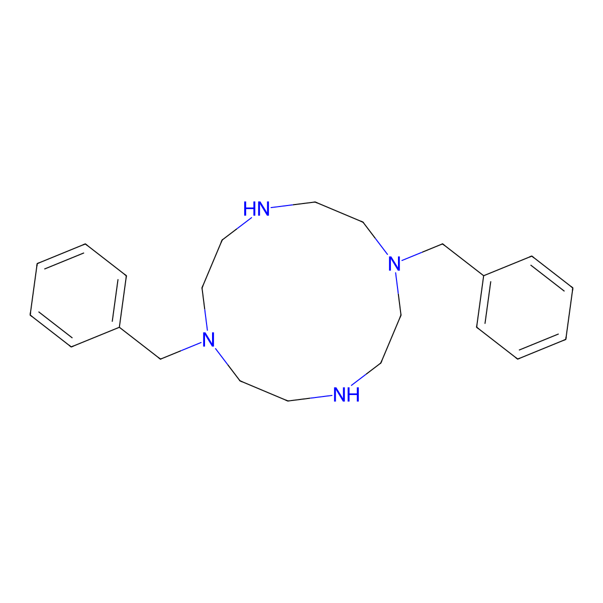 1,7-Dibenzyl-1,4,7,10-tetraazacyclododecane molecular structure, CAS 156970-79-5