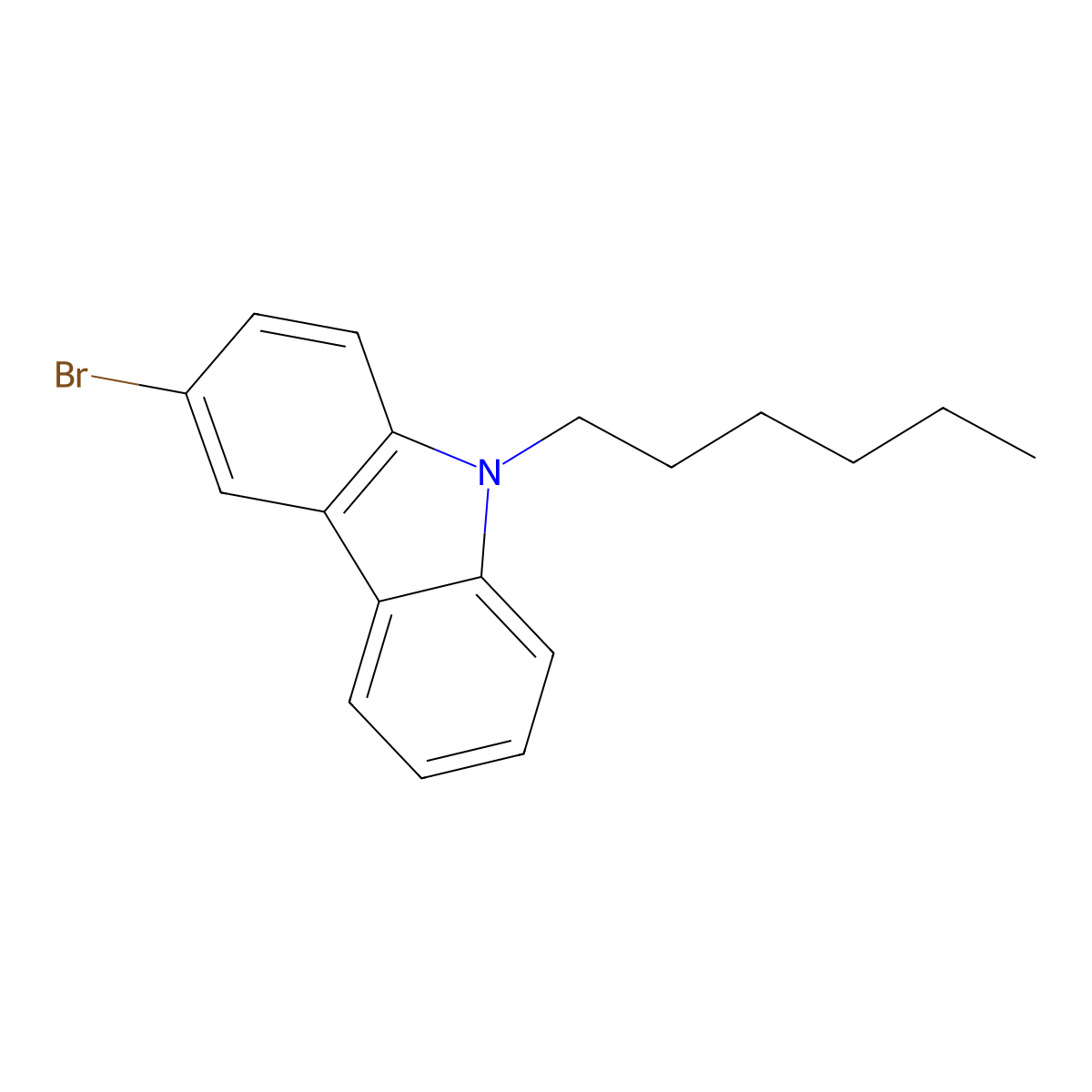 3-Bromo-9-hexyl-9H-carbazole molecular structure, CAS 156972-74-6