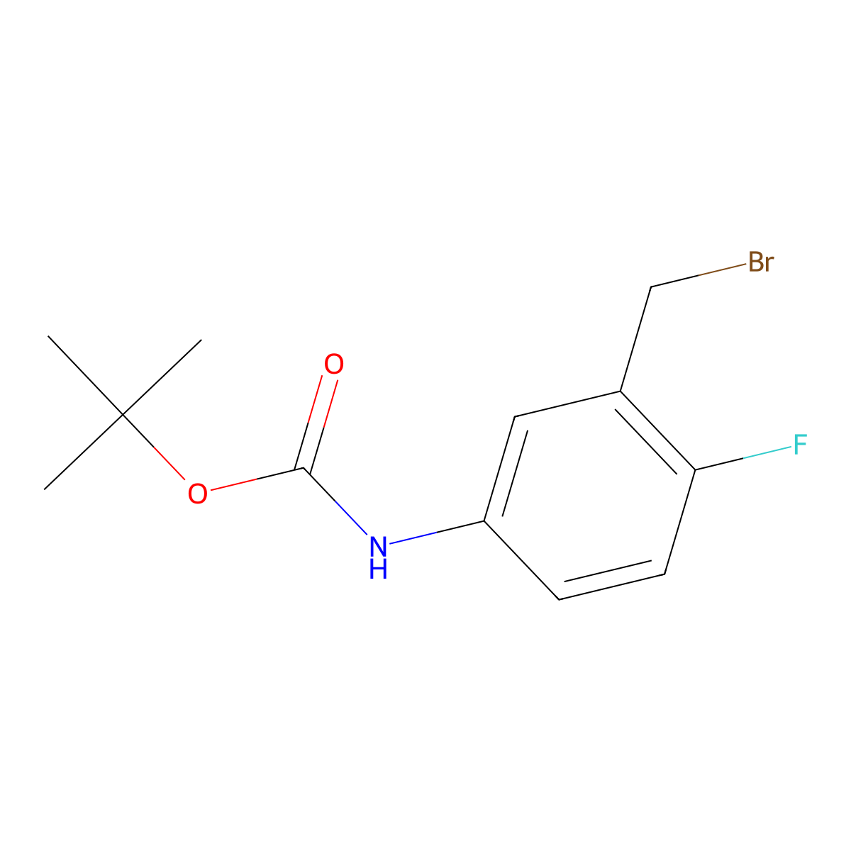 tert-butyl N-[3-(bromomethyl)-4-fluorophenyl]carbamate molecular structure, CAS 1569737-90-1