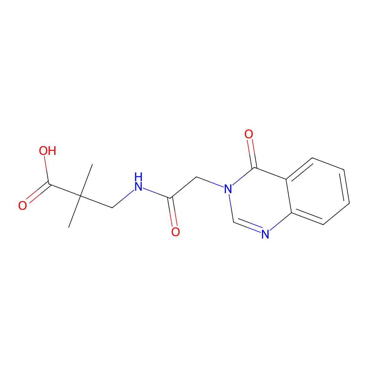 2,2-Dimethyl-3-[2-(4-oxo-3,4-dihydroquinazolin-3-yl)acetamido]propanoic acid molecular structure, CAS 1569759-83-6