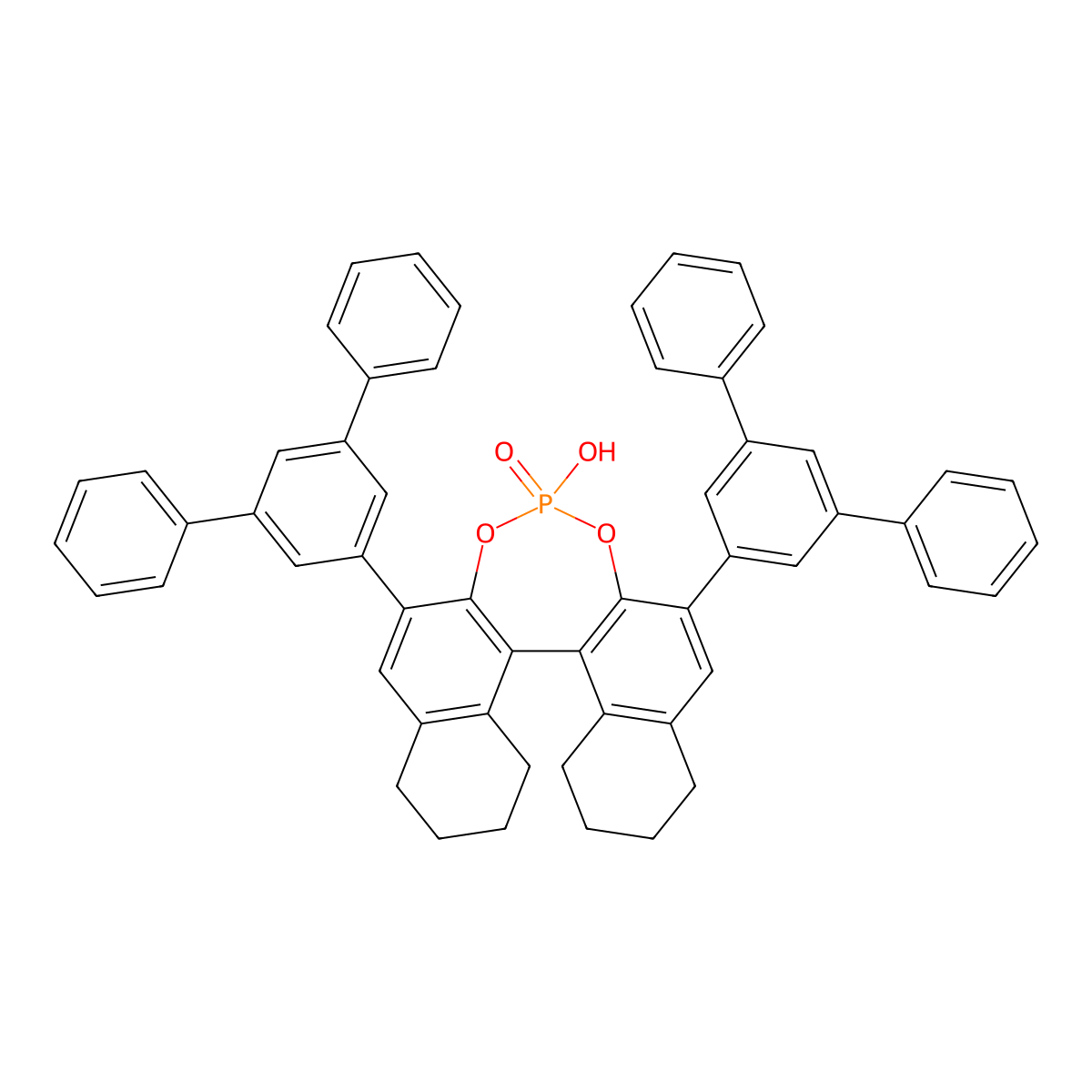 (11bR)-2,6-di([1,1':3',1''-terphenyl]-5'-yl)-4-hydroxy-8,9,10,11,12,13,14,15-octahydrodinaphtho[2,1-d:1',2'-f][1,3,2]dioxaphosphepine 4-oxide molecular structure, CAS 1569807-15-3