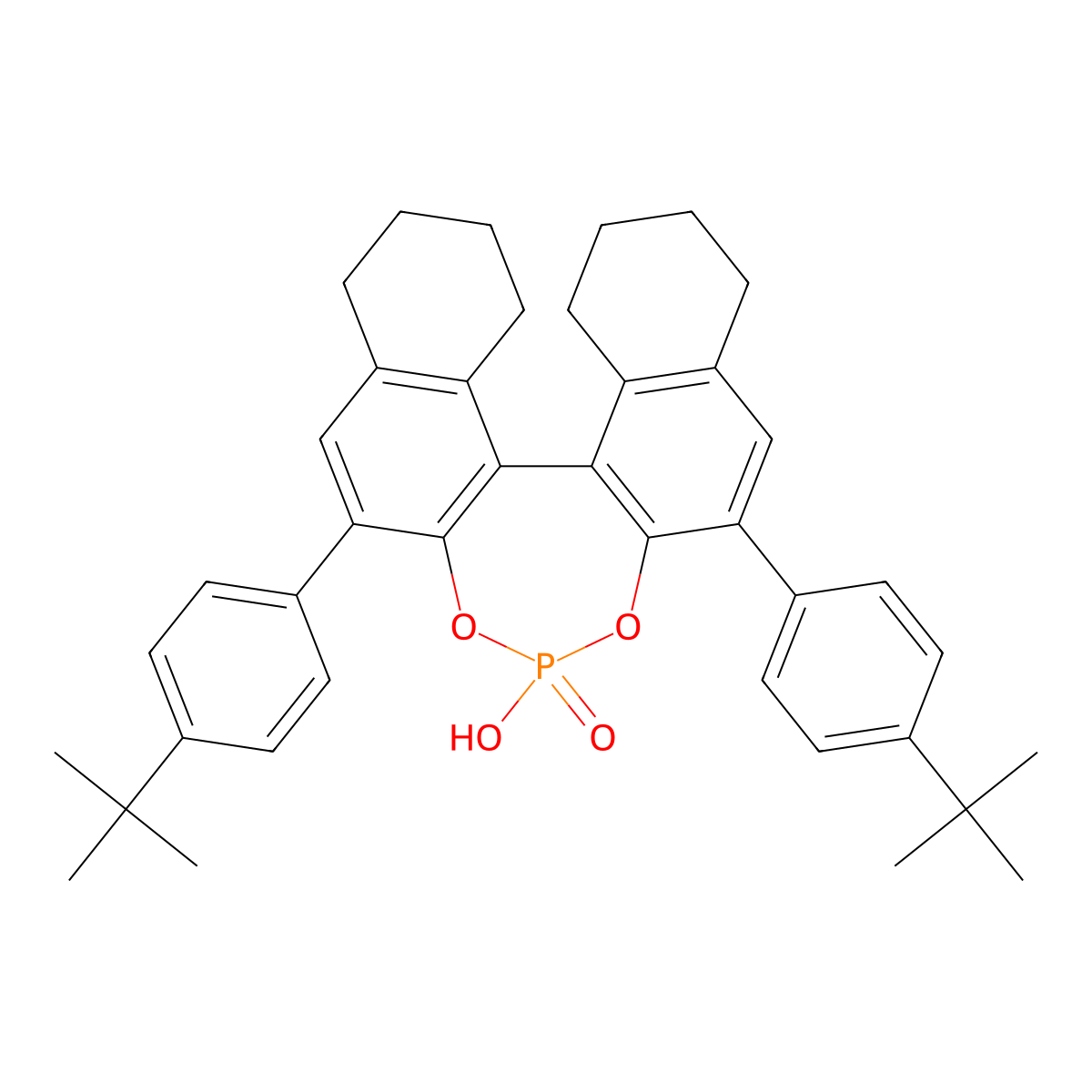 (11bR)-2,6-Bis(4-(tert-butyl)phenyl)-4-hydroxy-8,9,10,11,12,13,14,15-octahydrodinaphtho[2,1-d:1',2'-f][1,3,2]dioxaphosphepine 4-oxide molecular structure, CAS 1569807-27-7