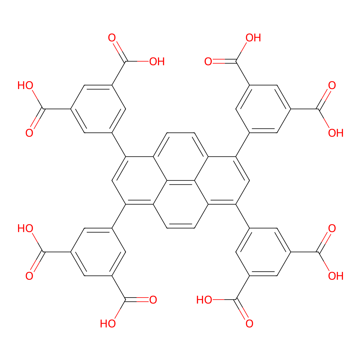 5,5',5'',5'''-(Pyrene-1,3,6,8-tetrayl)tetraisophthalic acid molecular structure, CAS 1569900-72-6