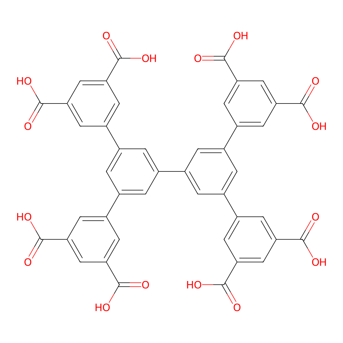 5',5''-Bis(3,5-dicarboxyphenyl)-[1,1':3',1'':3'',1'''-quaterphenyl]-3,3''',5,5'''-tetracarboxylic acid molecular structure, CAS 1569900-75-9