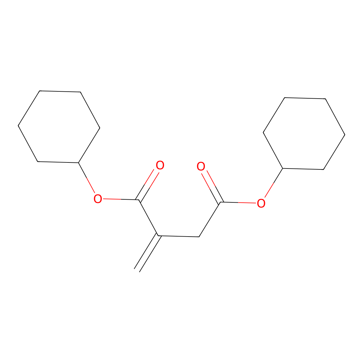 Dicyclohexyl 2-methylidenebutanedioate molecular structure, CAS 15700-62-6