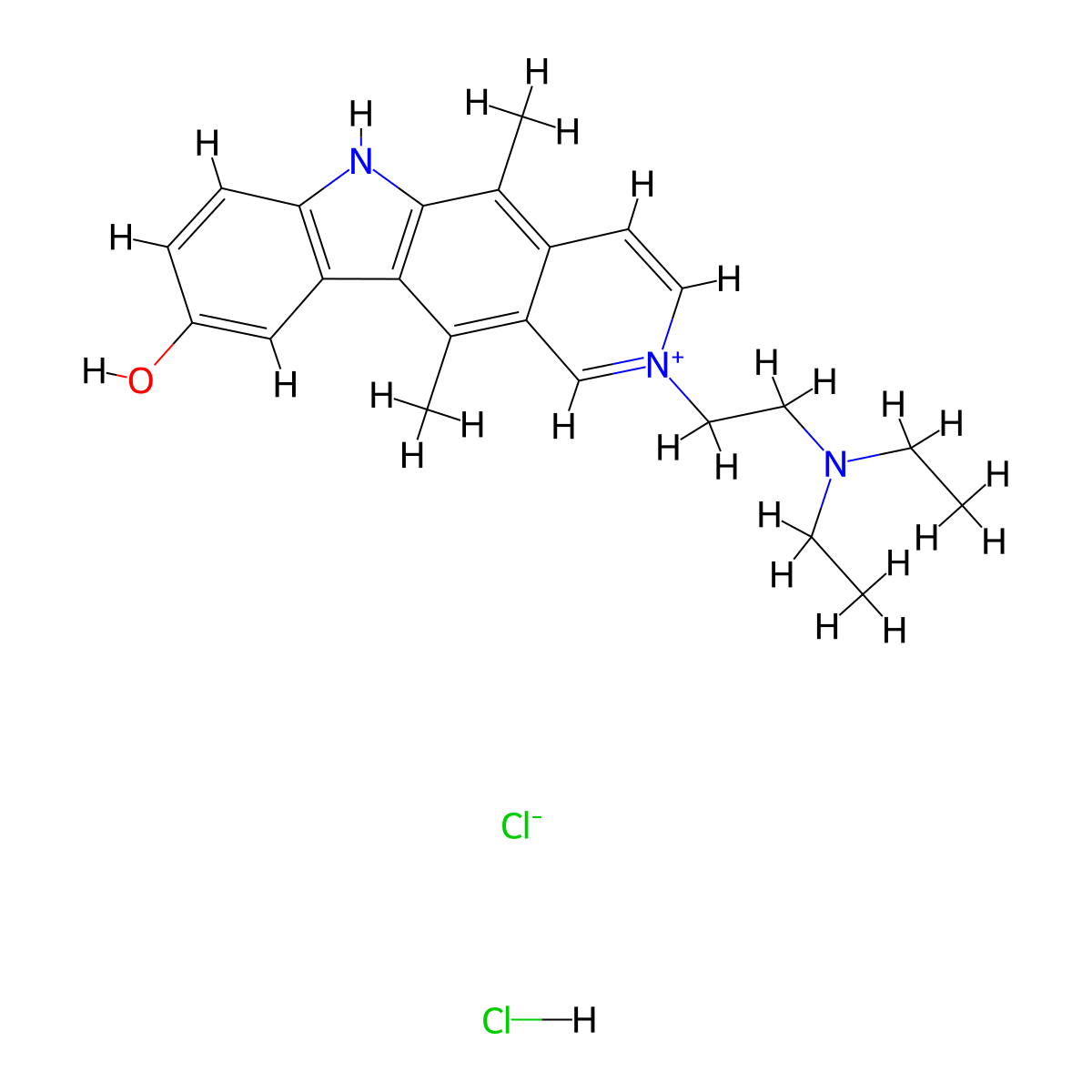 Datelliptium chloride hydrochloride molecular structure, CAS 157000-76-5
