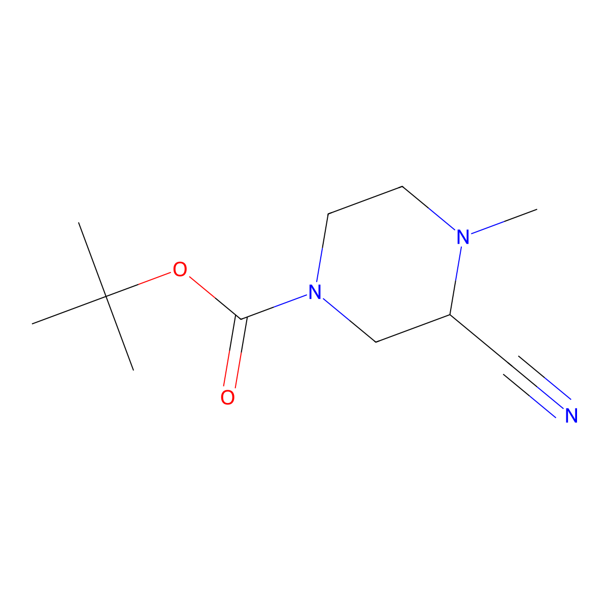 Tert-butyl 3-cyano-4-methylpiperazine-1-carboxylate molecular structure, CAS 1570183-73-1