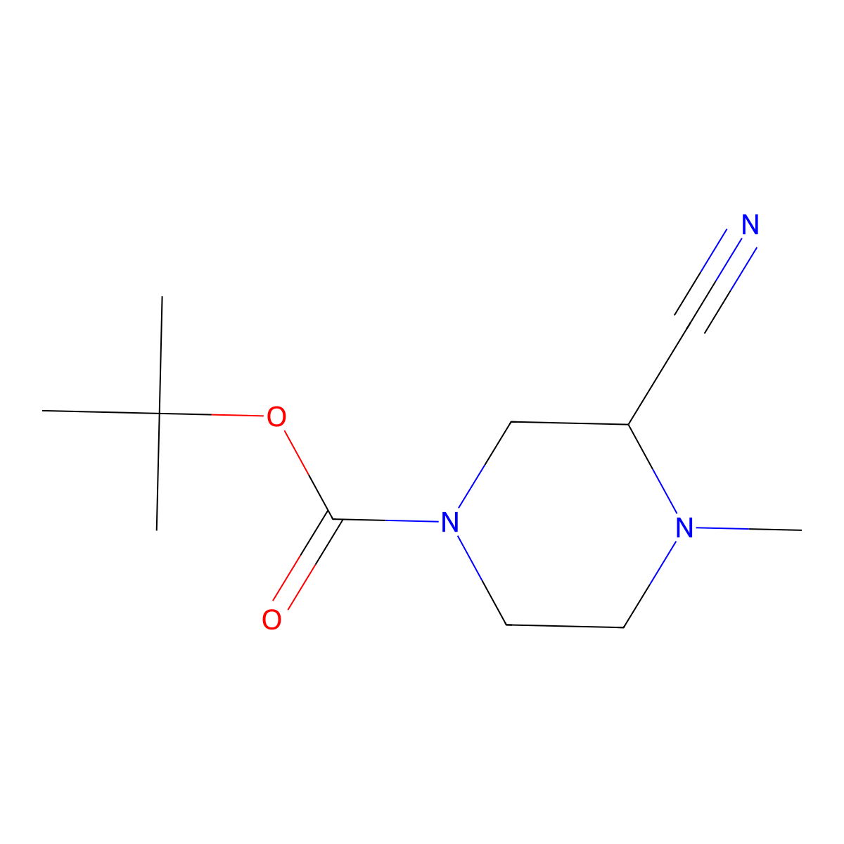 Tert-butyl 3-cyano-4-methylpiperazine-1-carboxylate molecular structure, CAS 1570183-73-1