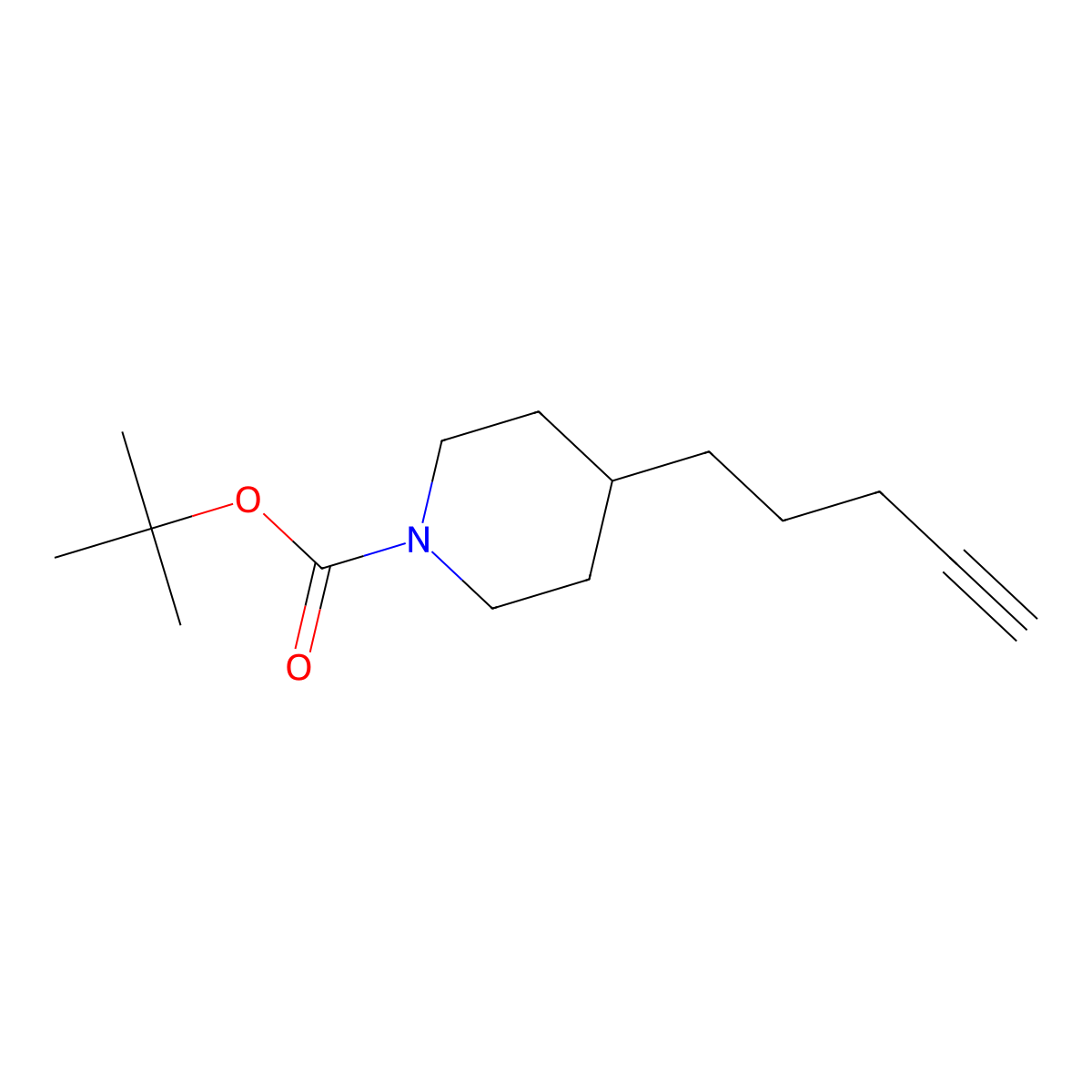 Tert-butyl 4-(pent-4-YN-1-YL)piperidine-1-carboxylate molecular structure, CAS 157023-27-3
