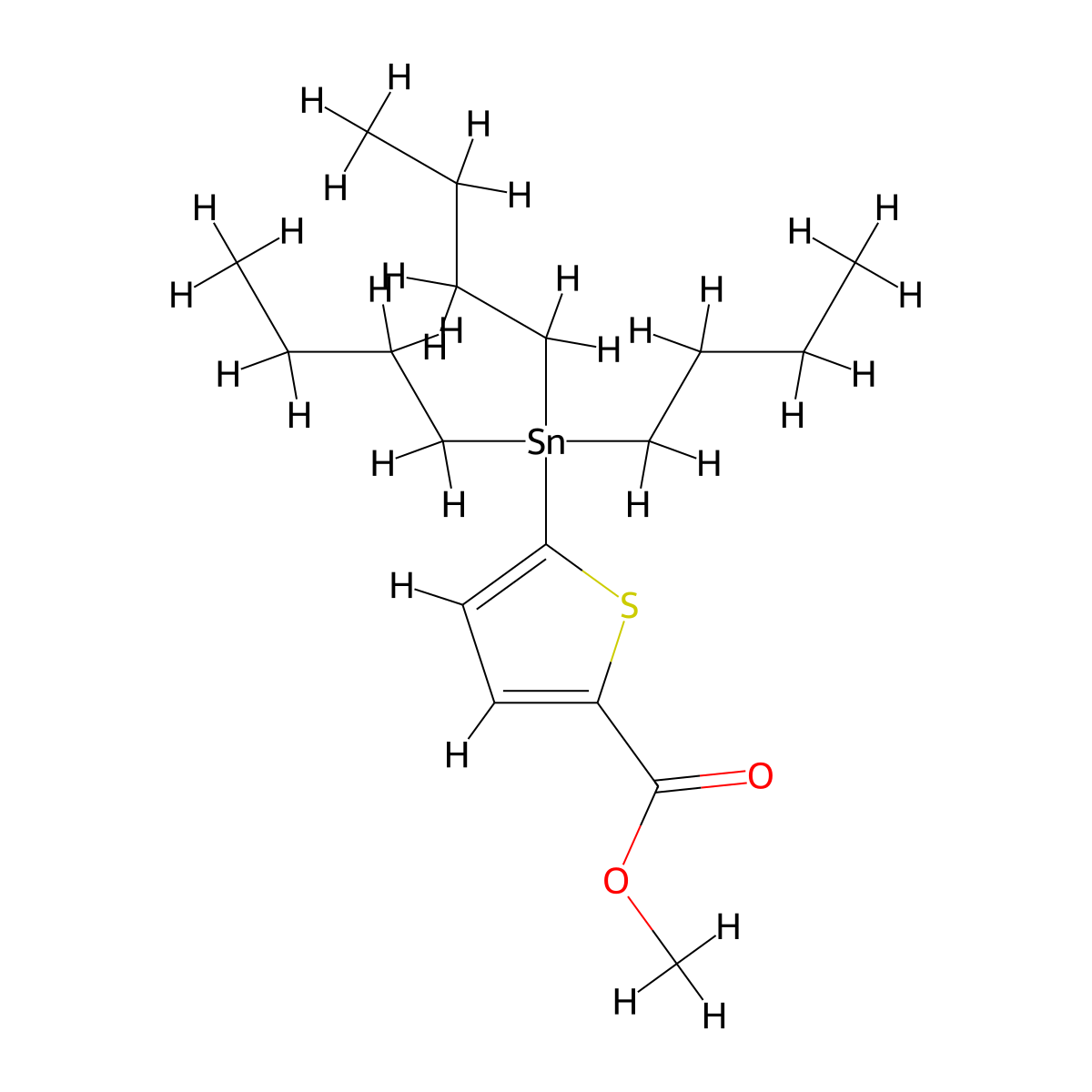 2-Thiophenecarboxylic acid, 5-(tributylstannyl)-, methyl ester molecular structure, CAS 157025-32-6