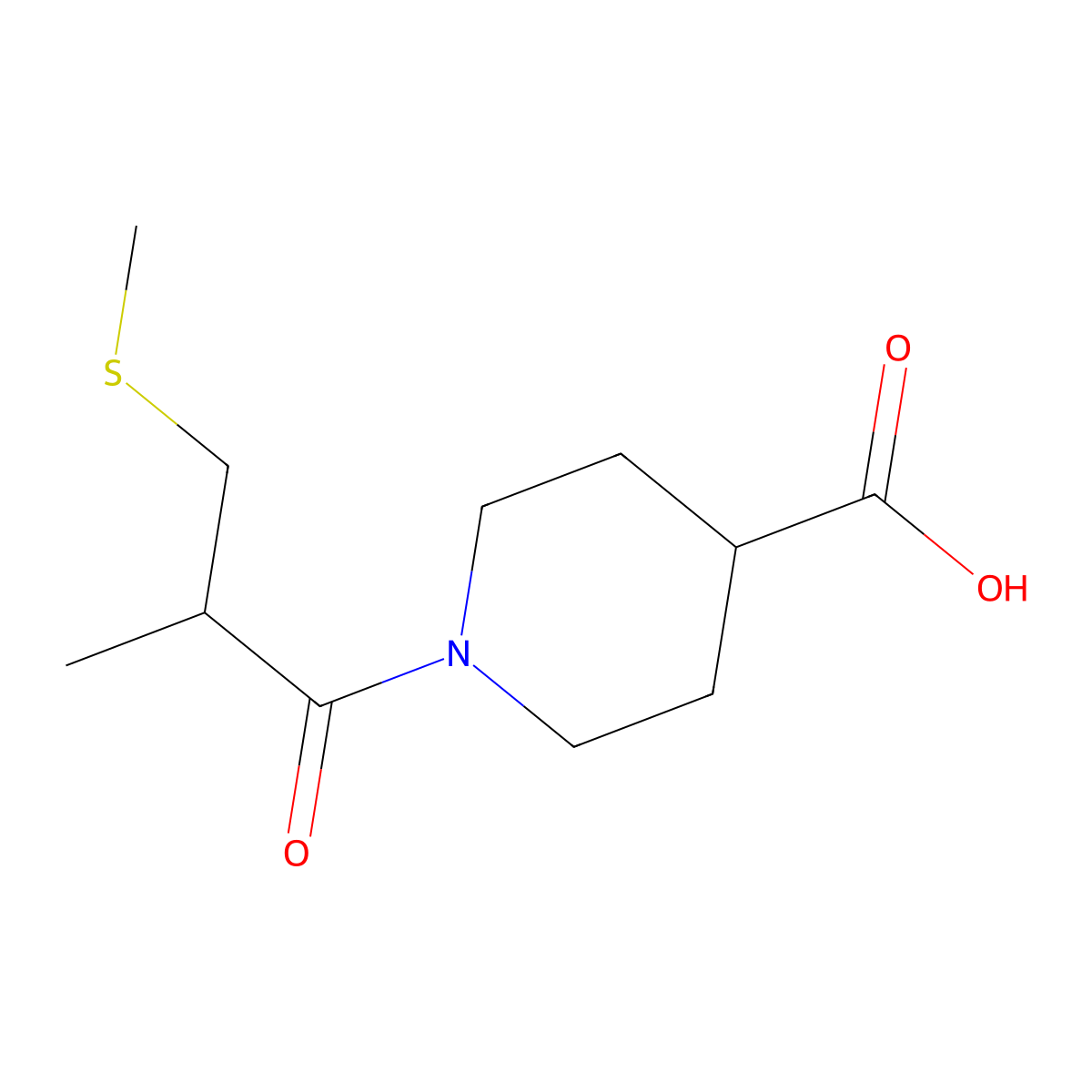 1-[2-Methyl-3-(methylsulfanyl)propanoyl]piperidine-4-carboxylic acid molecular structure, CAS 1570303-15-9