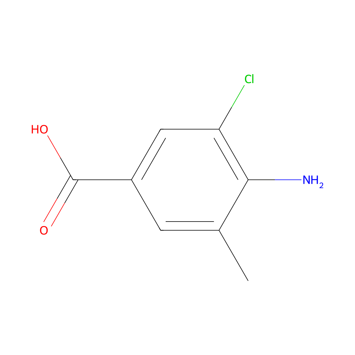 4-Amino-3-chloro-5-methylbenzoic acid molecular structure, CAS 157069-52-8