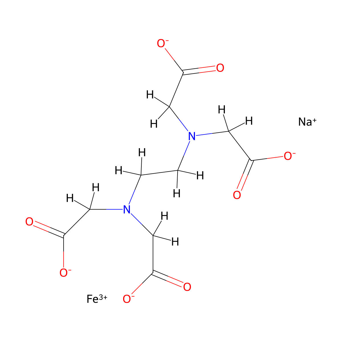 Sodium ferric ethylenediaminetetraacetate , EDTA iron sodium molecular structure, CAS 15708-41-5