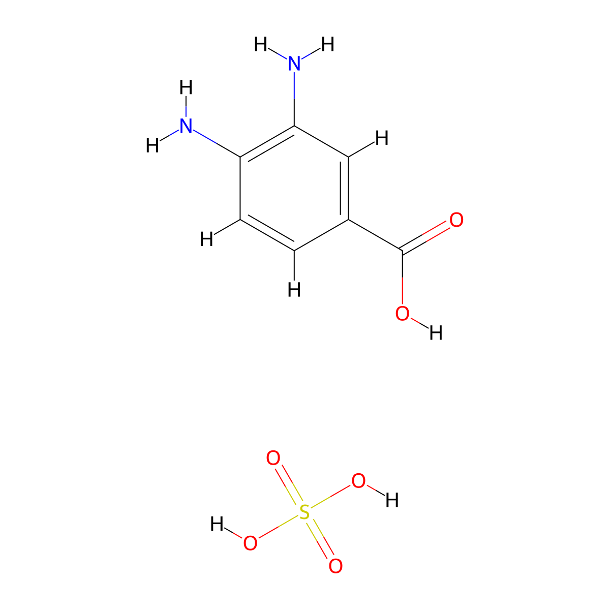 3,4-Diaminobenzoic acid sulfate(1:1) molecular structure, CAS 1571-69-3