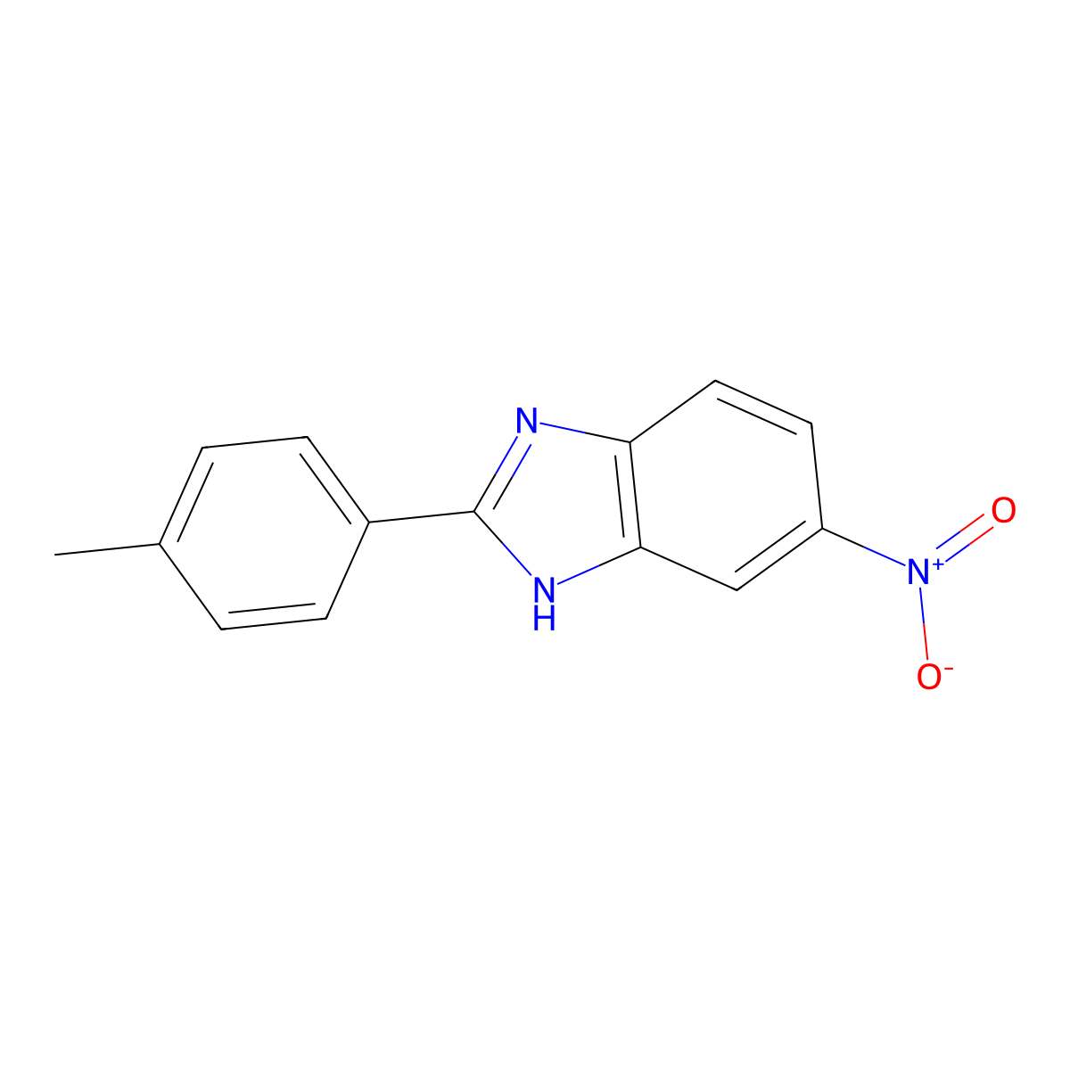 5-Nitro-2-p-tolyl-1H-benzoimidazole molecular structure, CAS 1571-90-0