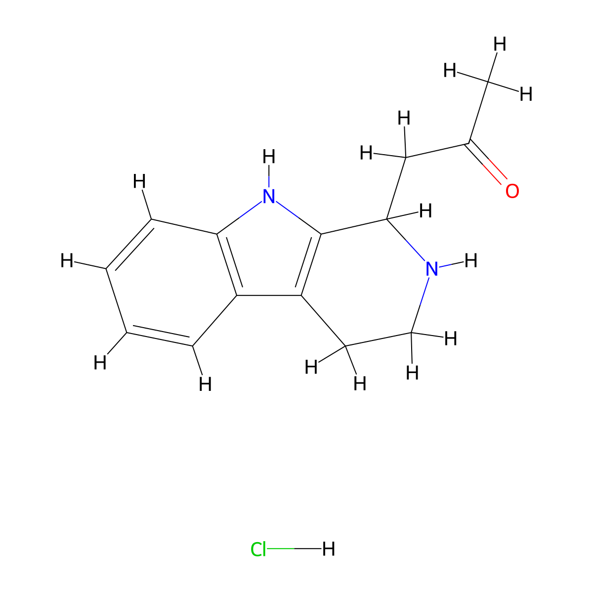 1-{1H,2H,3H,4H,9H-pyrido[3,4-b]indol-1-yl}propan-2-one hydrochloride molecular structure, CAS 157103-26-9