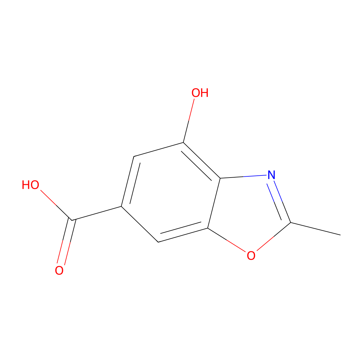 4-Hydroxy-2-methyl-1,3-benzoxazole-6-carboxylic acid molecular structure, CAS 1571068-94-4
