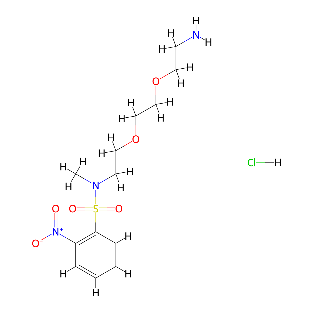 N-{2-[2-(2-aminoethoxy)ethoxy]ethyl}-N-methyl-2-nitrobenzene-1-sulfonamide hydrochloride molecular structure, CAS 1571096-89-3