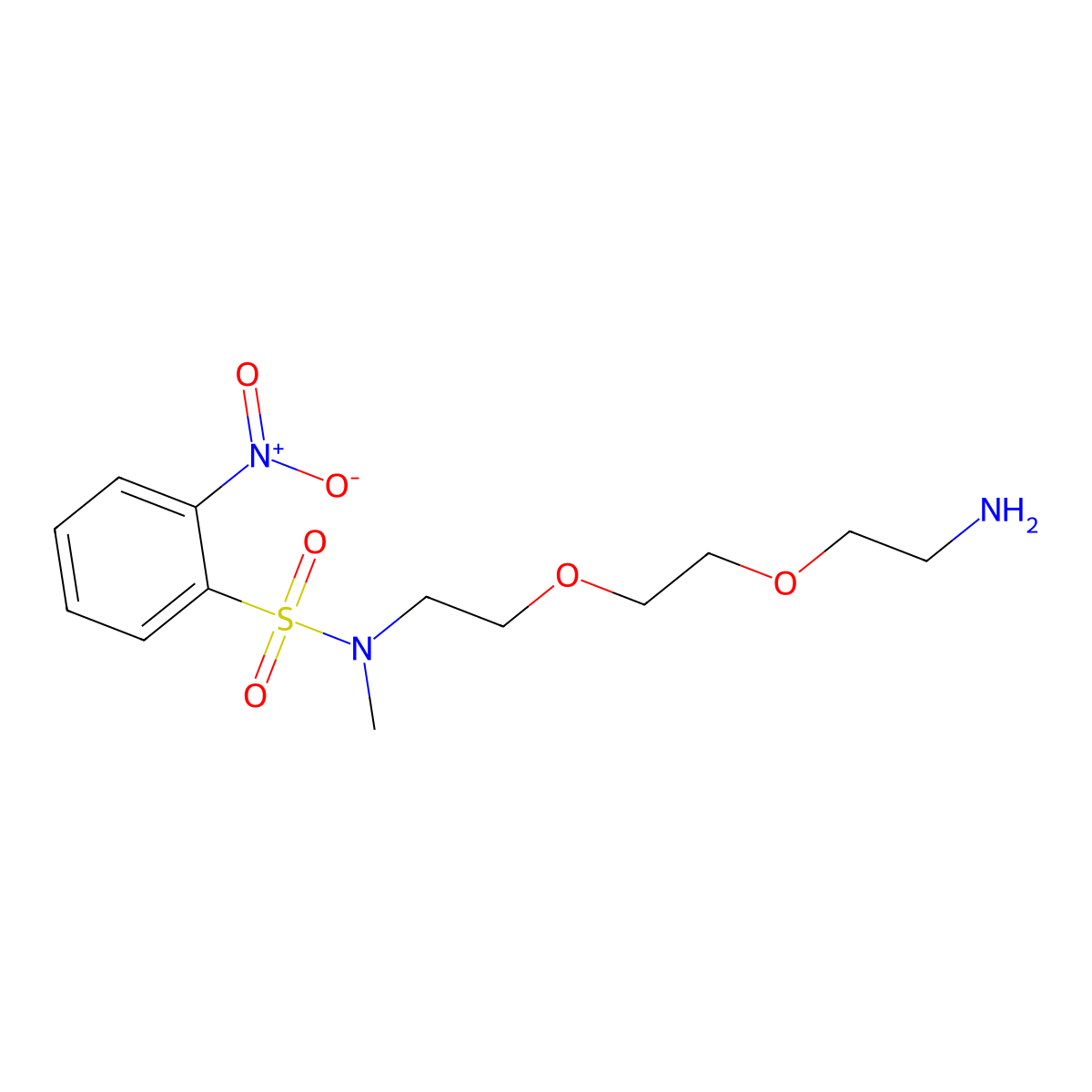 N-(2-(2-(2-aminoethoxyl)ethoxy)ethyl)-N-methyl-2-nitrobenzenesulfonamide molecular structure, CAS 1571191-79-1