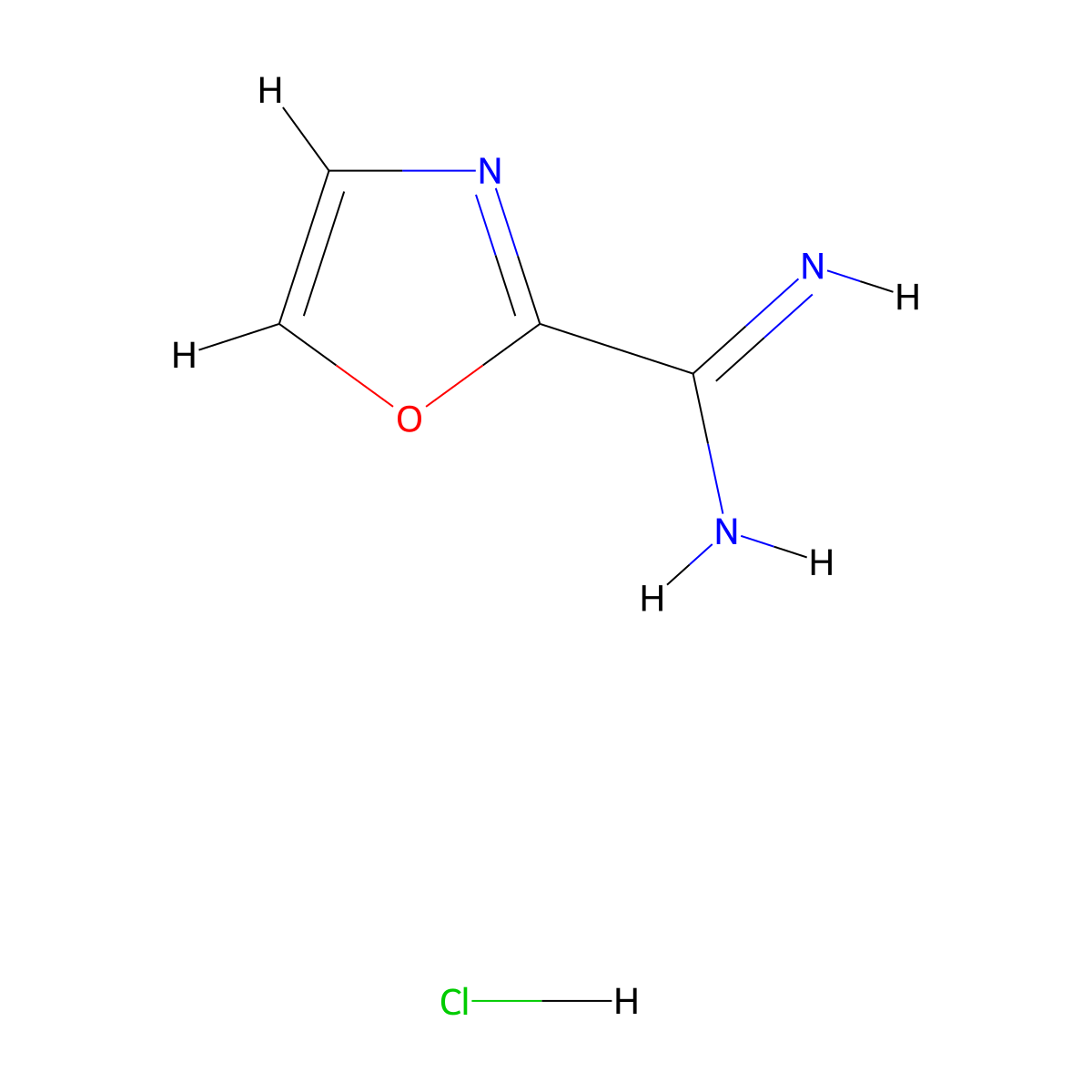 2-Oxazolecarboximidamide, hydrochloride molecular structure, CAS 1571216-65-3