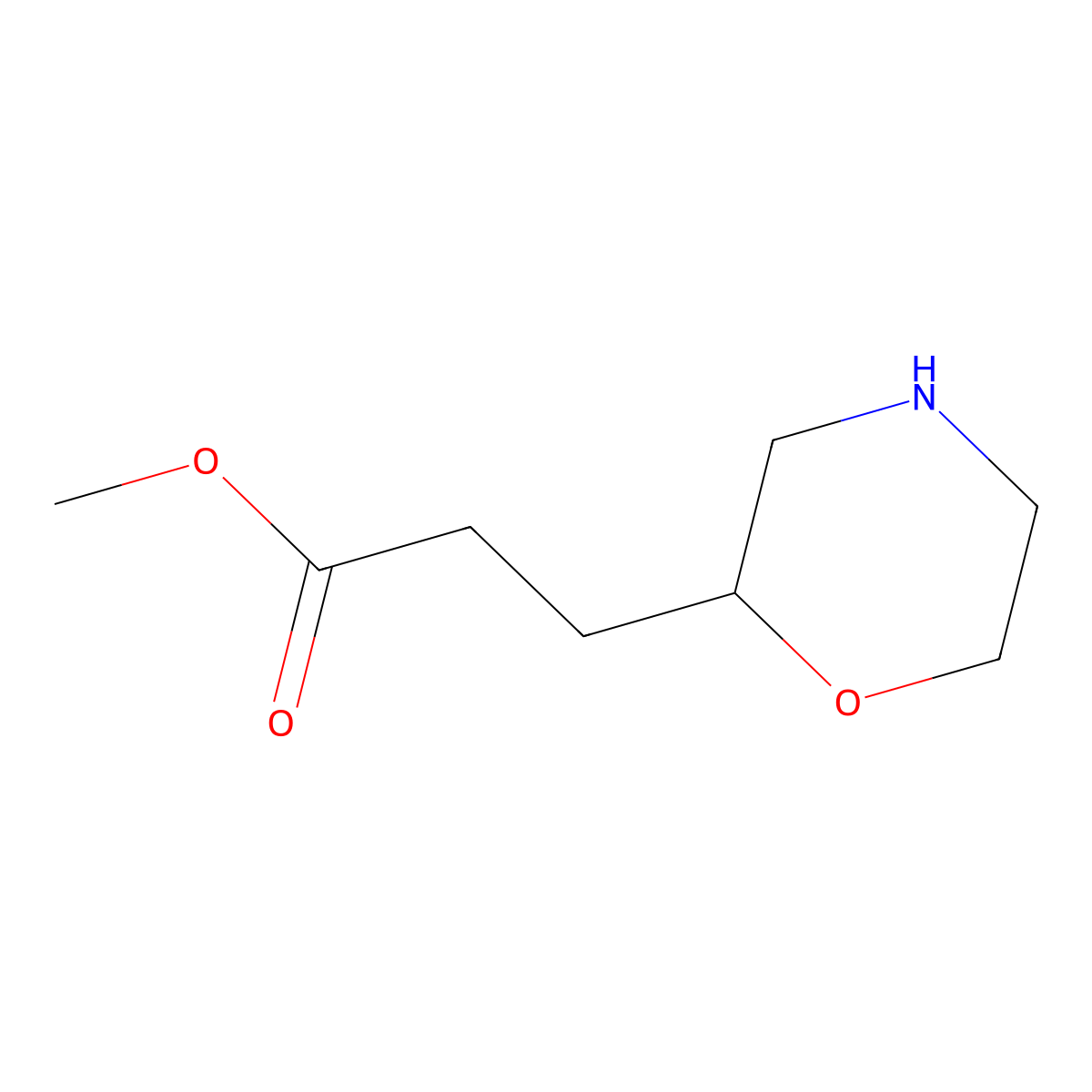 Methyl 3-(morpholin-2-yl)propanoate molecular structure, CAS 1571217-76-9