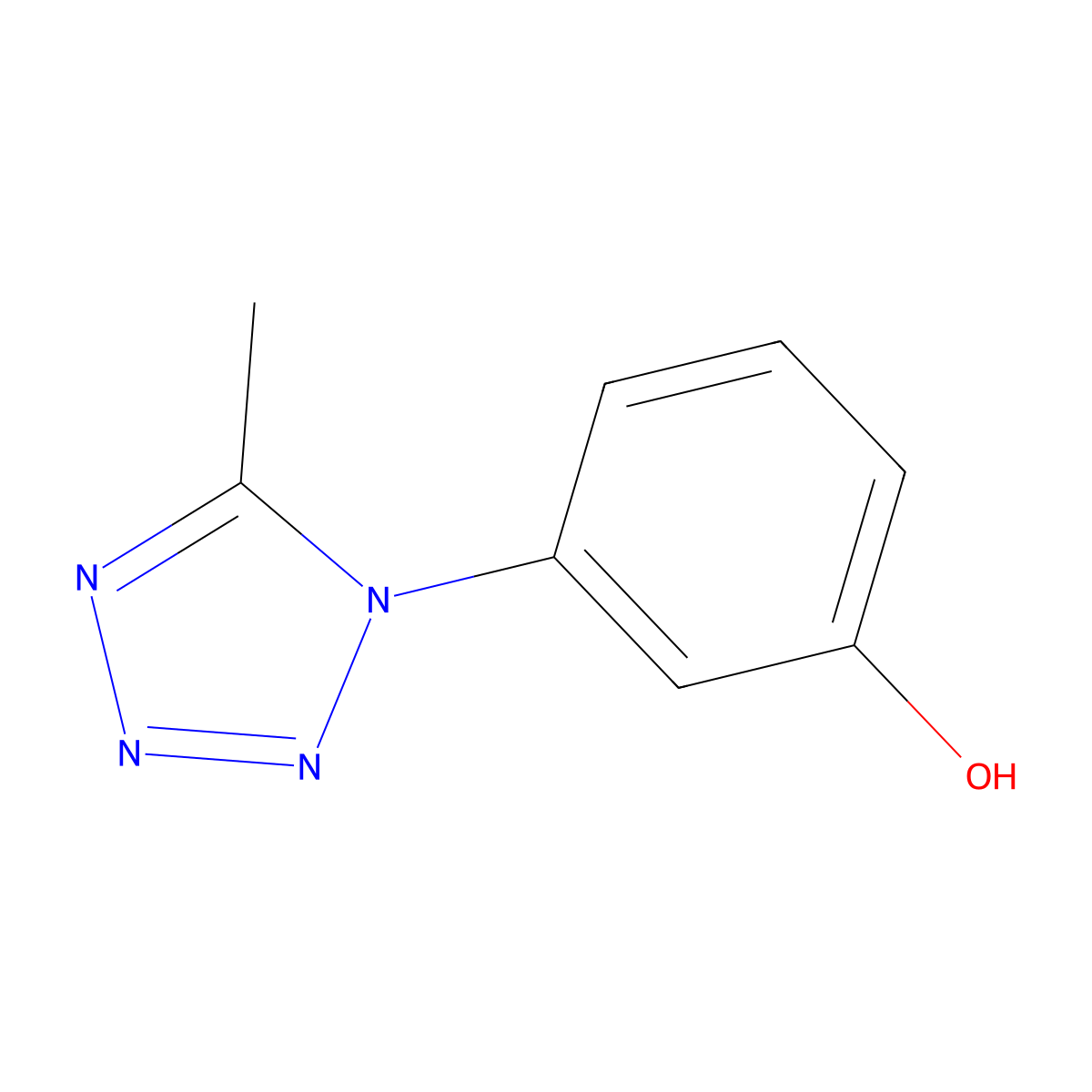 3-(5-methyl-1H-tetrazol-1-yl)phenol molecular structure, CAS 157124-40-8