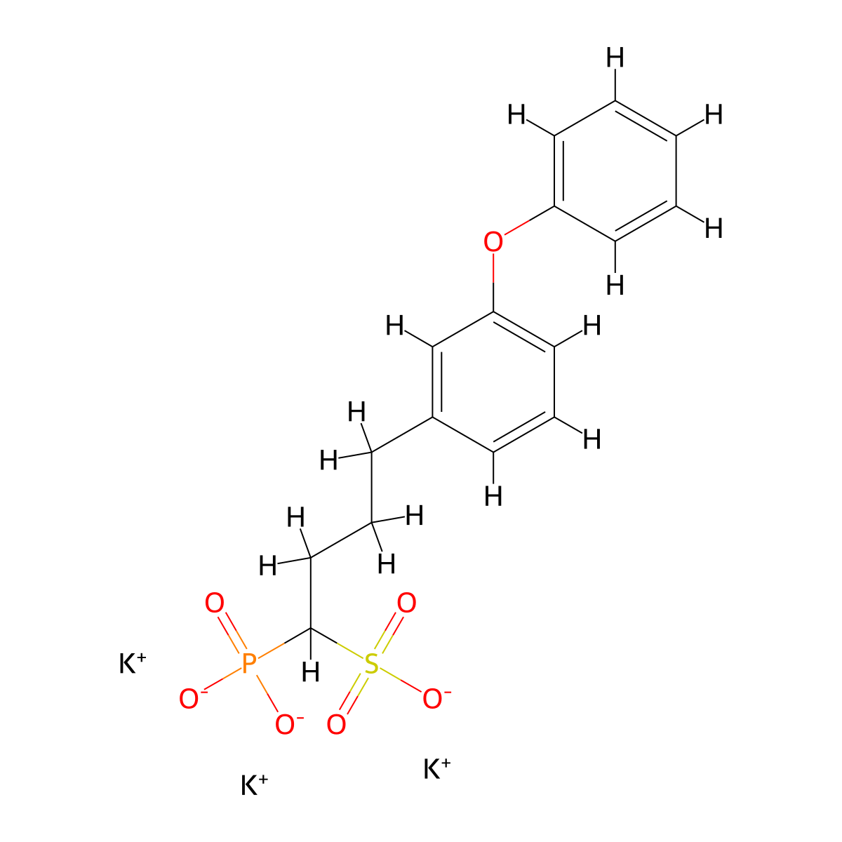 Tripotassium 4-(3-phenoxyphenyl)-1-phosphonatobutane-1-sulfonate molecular structure, CAS 157124-84-0