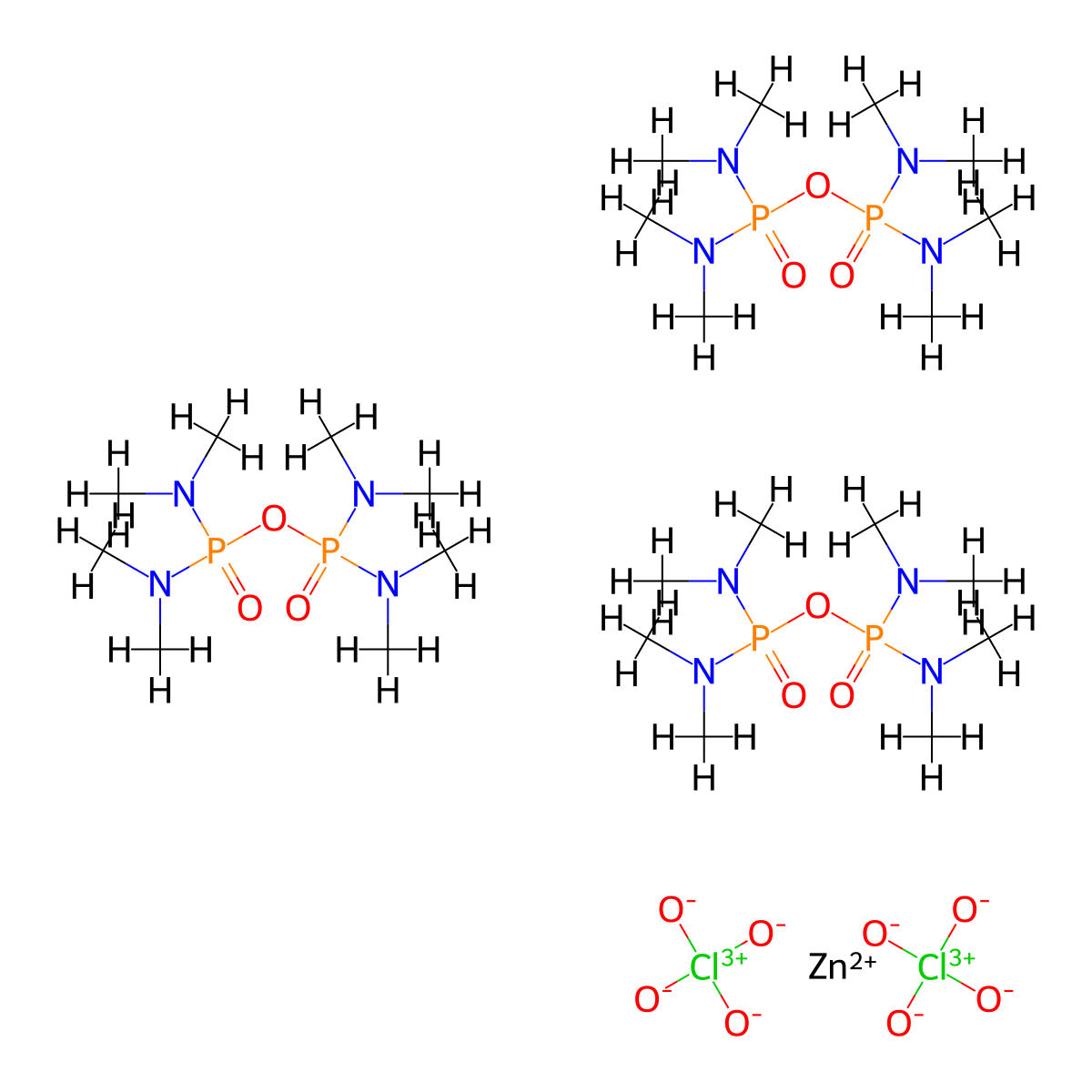 Zinc(2+), tris(octamethylpyrophosphoramide)-, diperchlorate molecular structure, CAS 15713-67-4