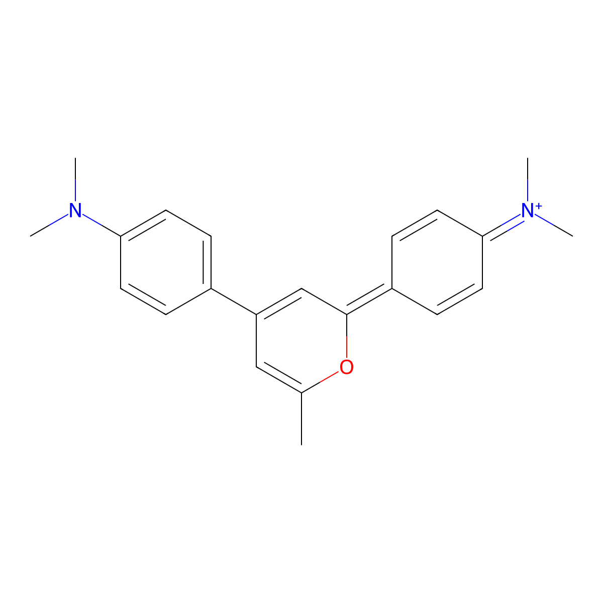 [4-[4-[4-(Dimethylamino)phenyl]-6-methylpyran-2-ylidene]cyclohexa-2,5-dien-1-ylidene]-dimethylazanium molecular structure, CAS 157137-81-0