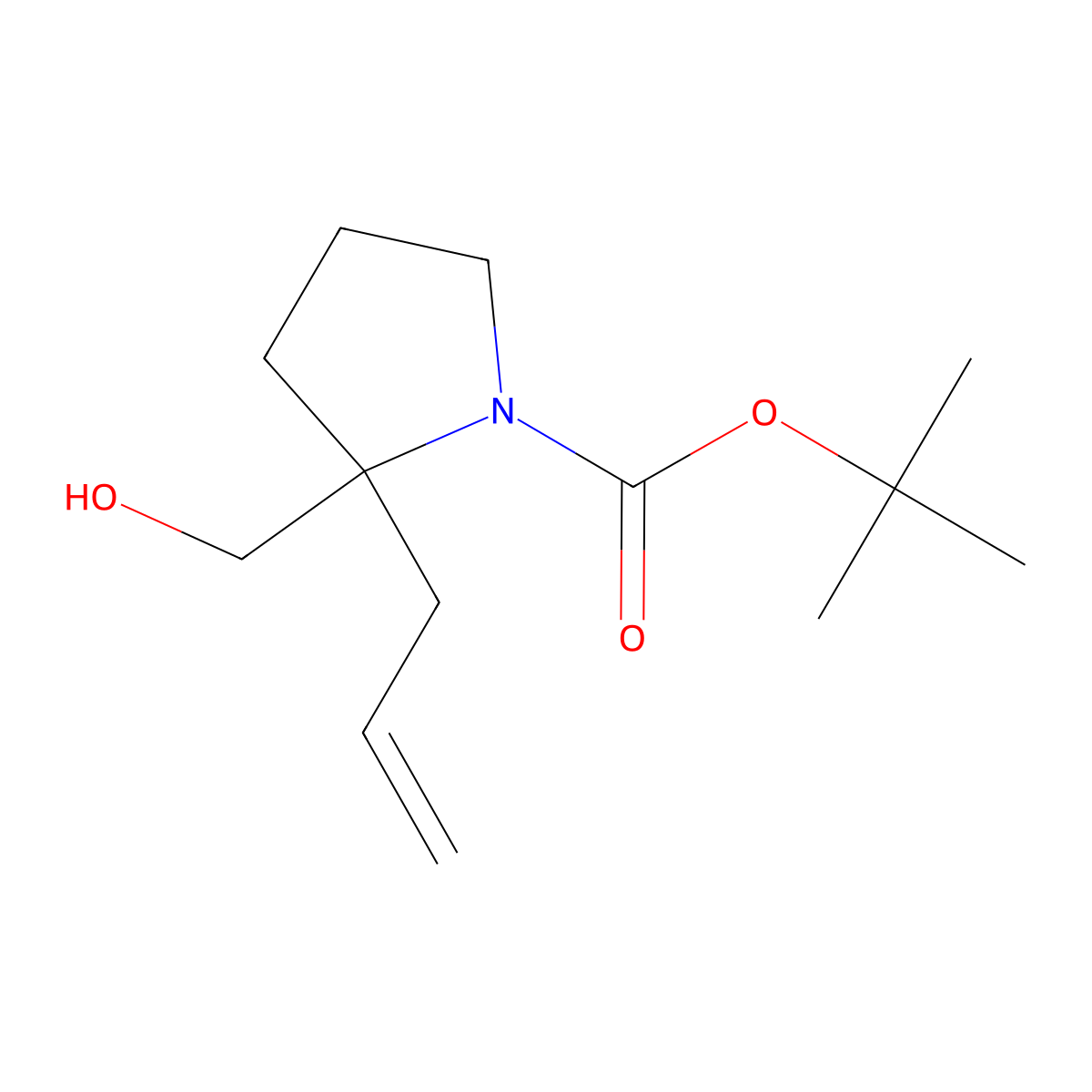 Tert-butyl 2-(hydroxymethyl)-2-(prop-2-en-1-yl)pyrrolidine-1-carboxylate molecular structure, CAS 157138-02-8