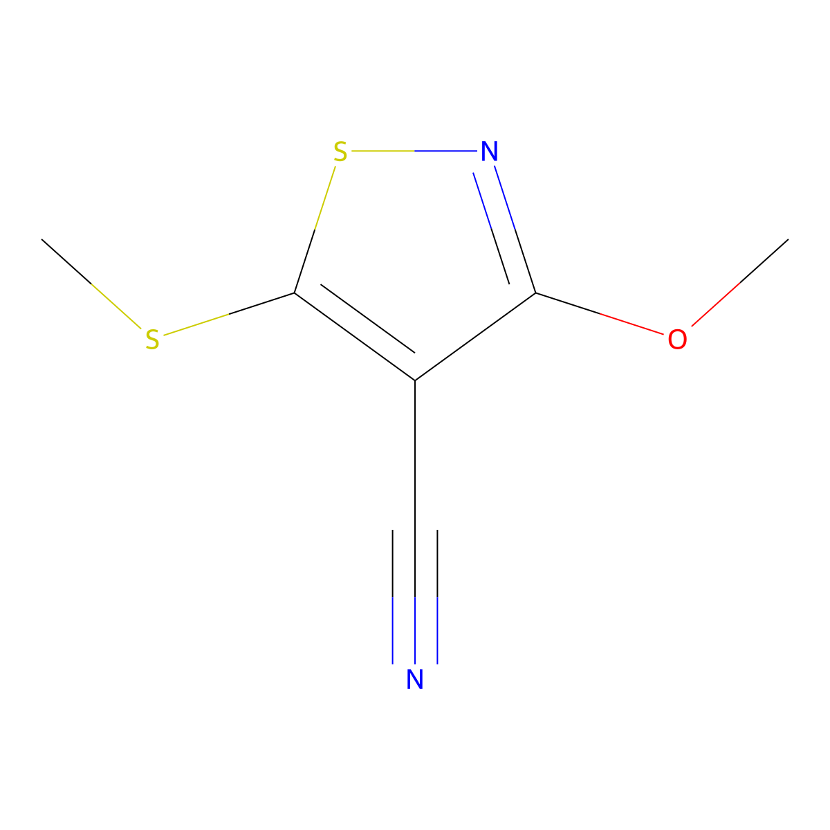 4-Isothiazolecarbonitrile, 3-methoxy-5-(methylthio)- molecular structure, CAS 157139-68-9