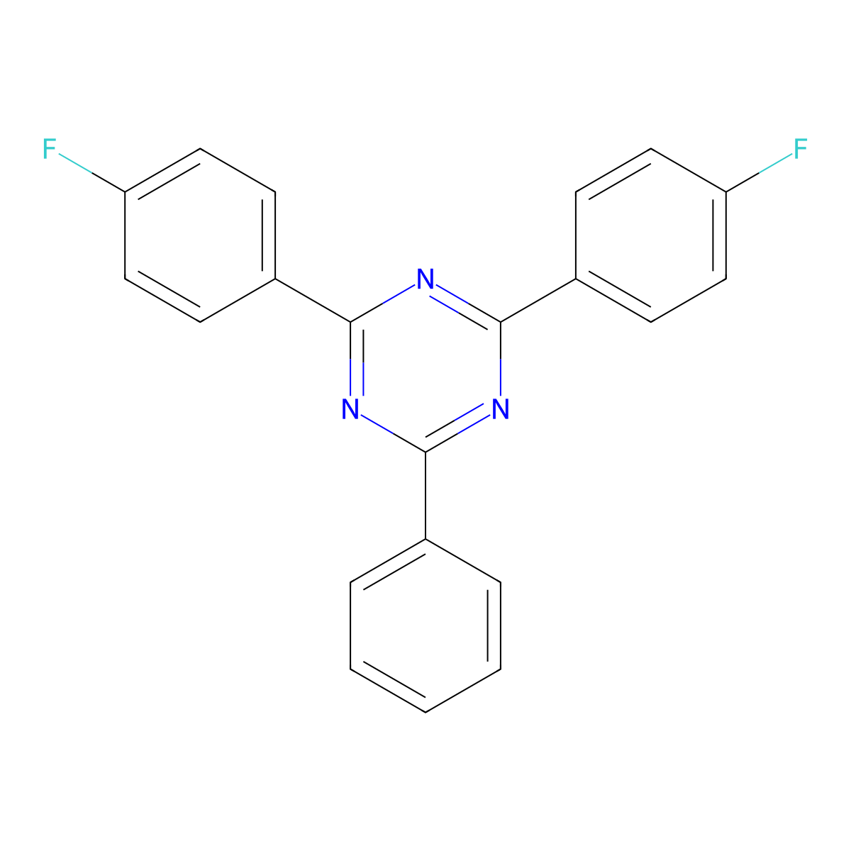 1,3,5-Triazine, 2,4-bis(4-fluorophenyl)-6-phenyl- molecular structure, CAS 157141-82-7