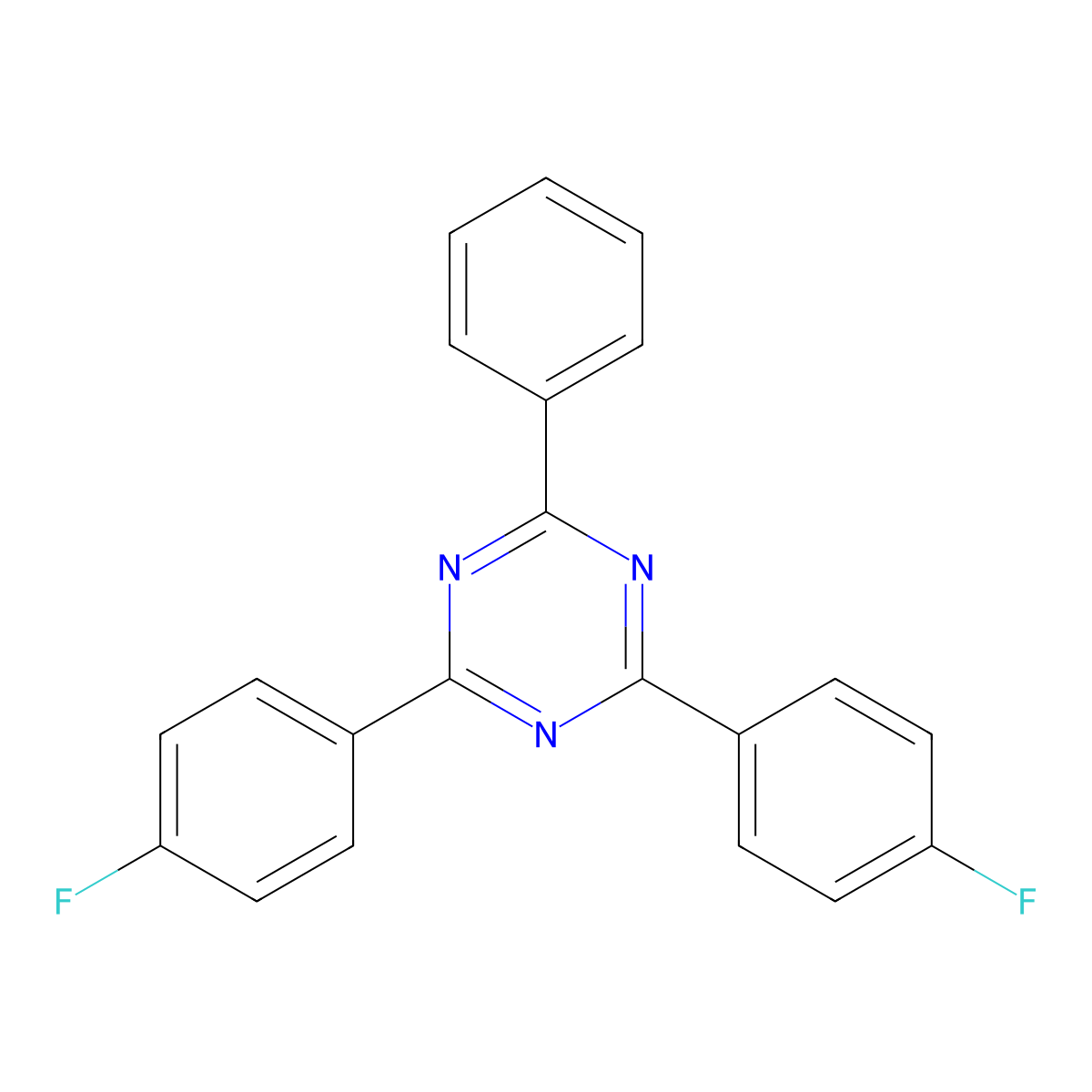 1,3,5-Triazine, 2,4-bis(4-fluorophenyl)-6-phenyl- molecular structure, CAS 157141-82-7