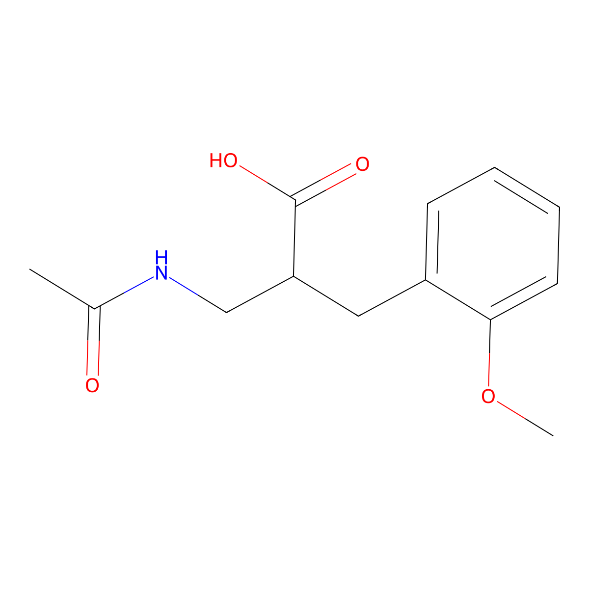 3-Acetamido-2-[(2-methoxyphenyl)methyl]propanoic acid molecular structure, CAS 1571413-76-7