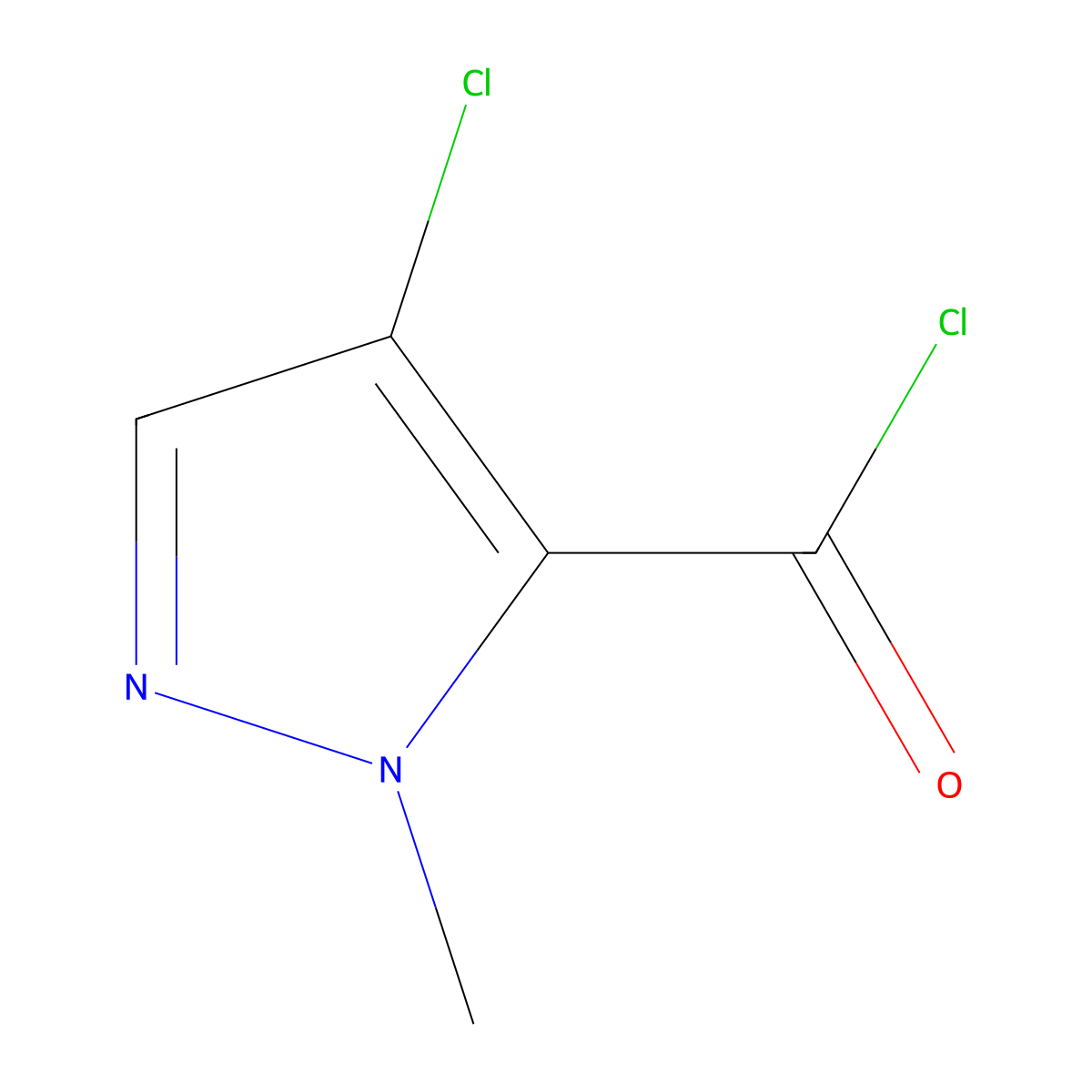 4-Chloro-1-methyl-1H-pyrazole-5-carbonyl chloride molecular structure, CAS 157142-50-2