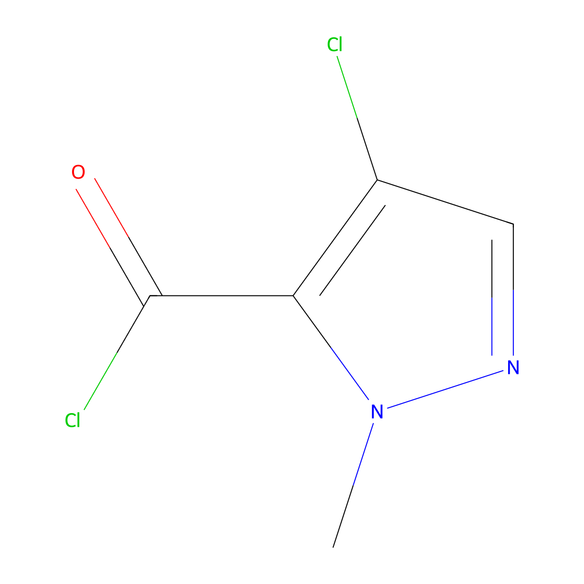 4-Chloro-1-methyl-1H-pyrazole-5-carbonyl chloride molecular structure, CAS 157142-50-2