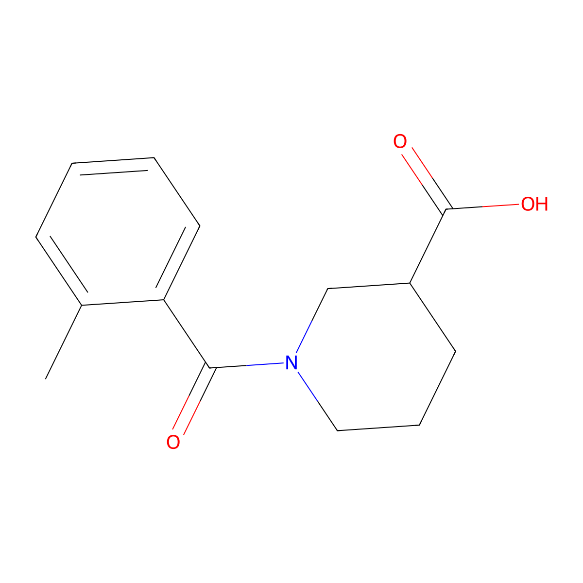 (3S)-1-(2-methylbenzoyl)piperidine-3-carboxylic acid molecular structure, CAS 1571703-18-8